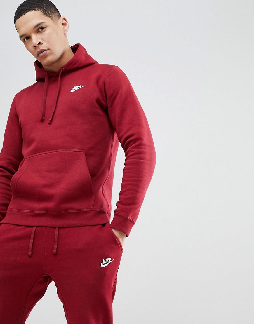 nike sportswear club fleece hoodie red