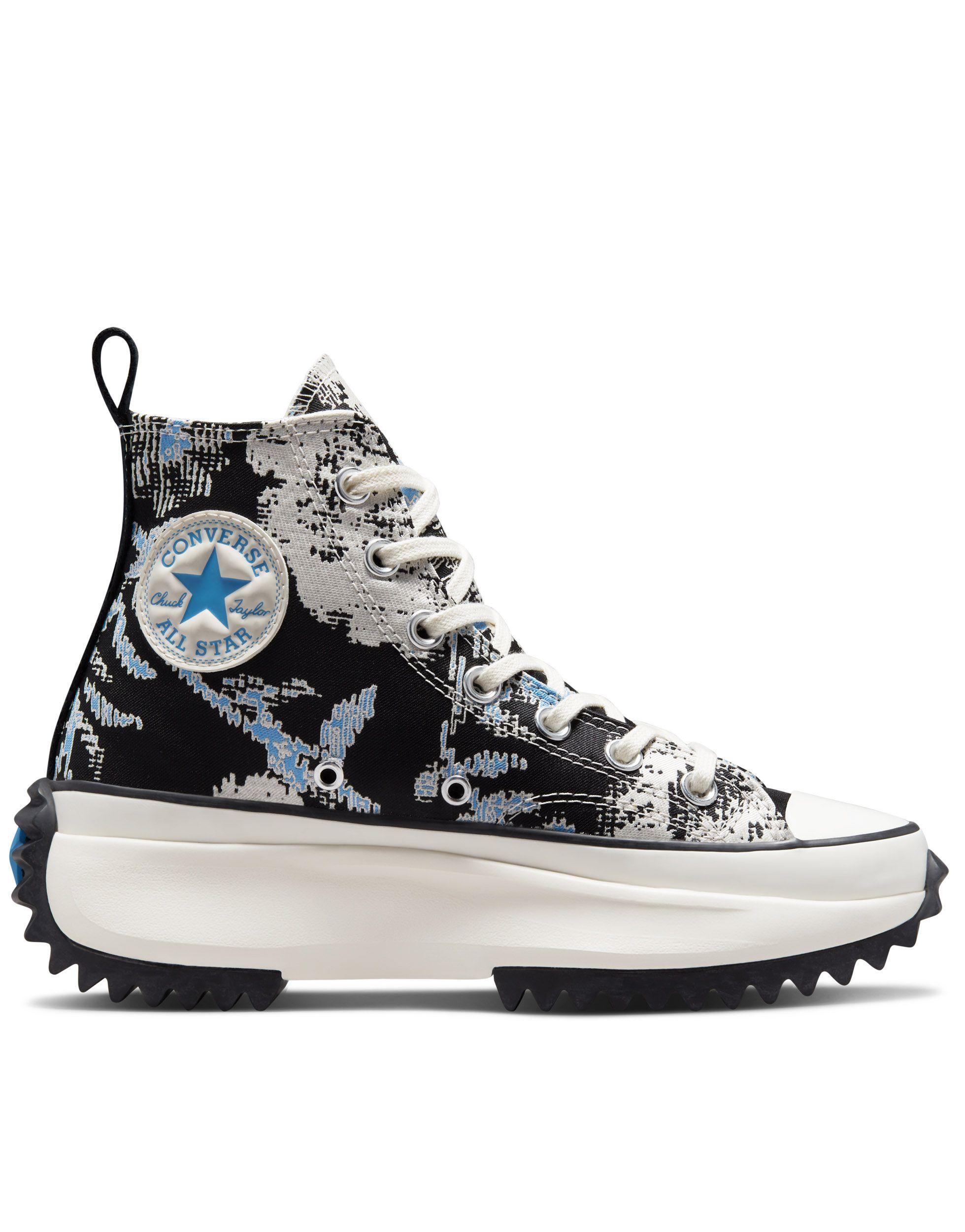Converse Run Star Hike Hi Hybrid Floral Jacquard Canvas Platform Sneakers  in Black | Lyst