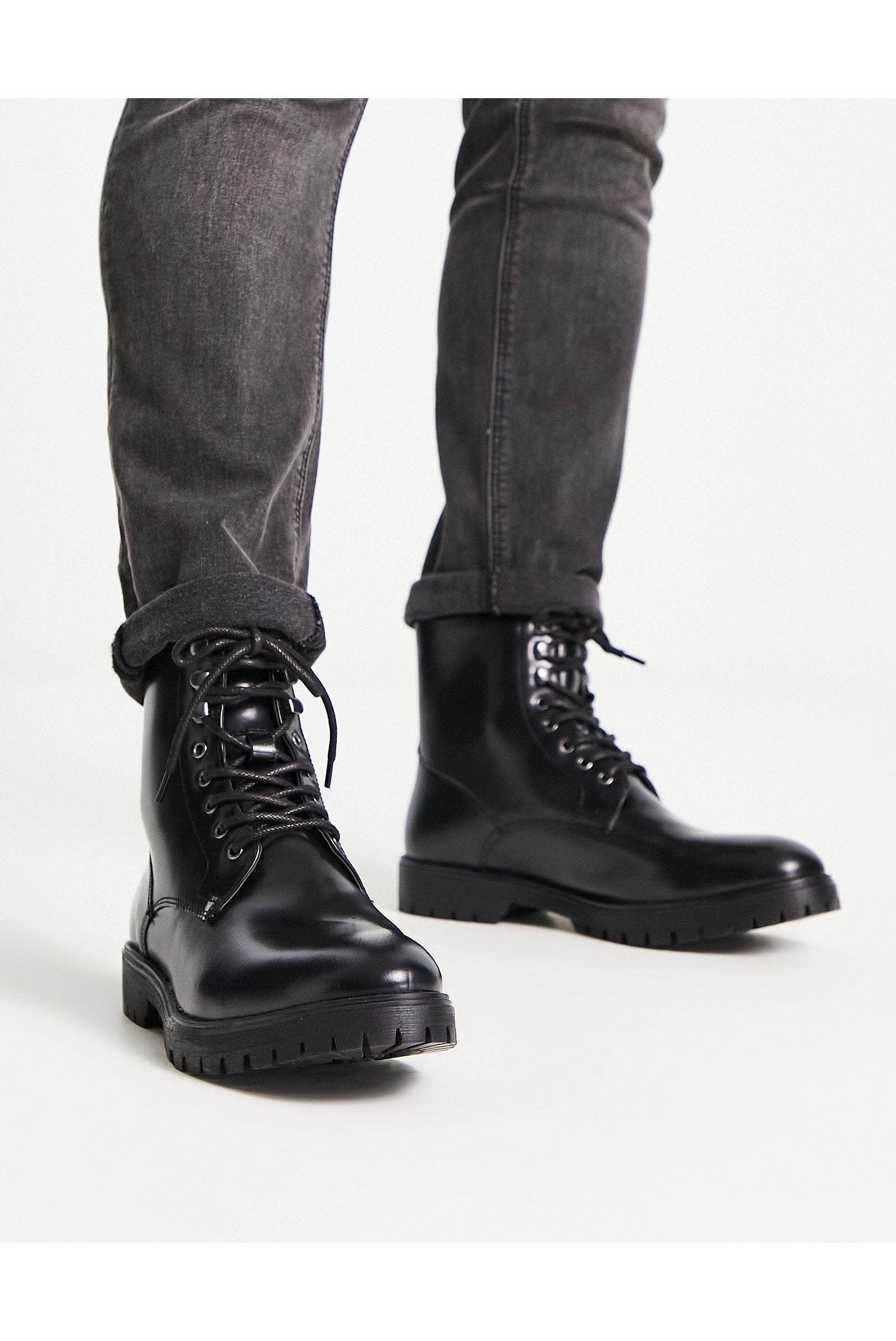 Red Tape Wide Fit Chunky Hardware Lace Up Boots in Black for Men | Lyst