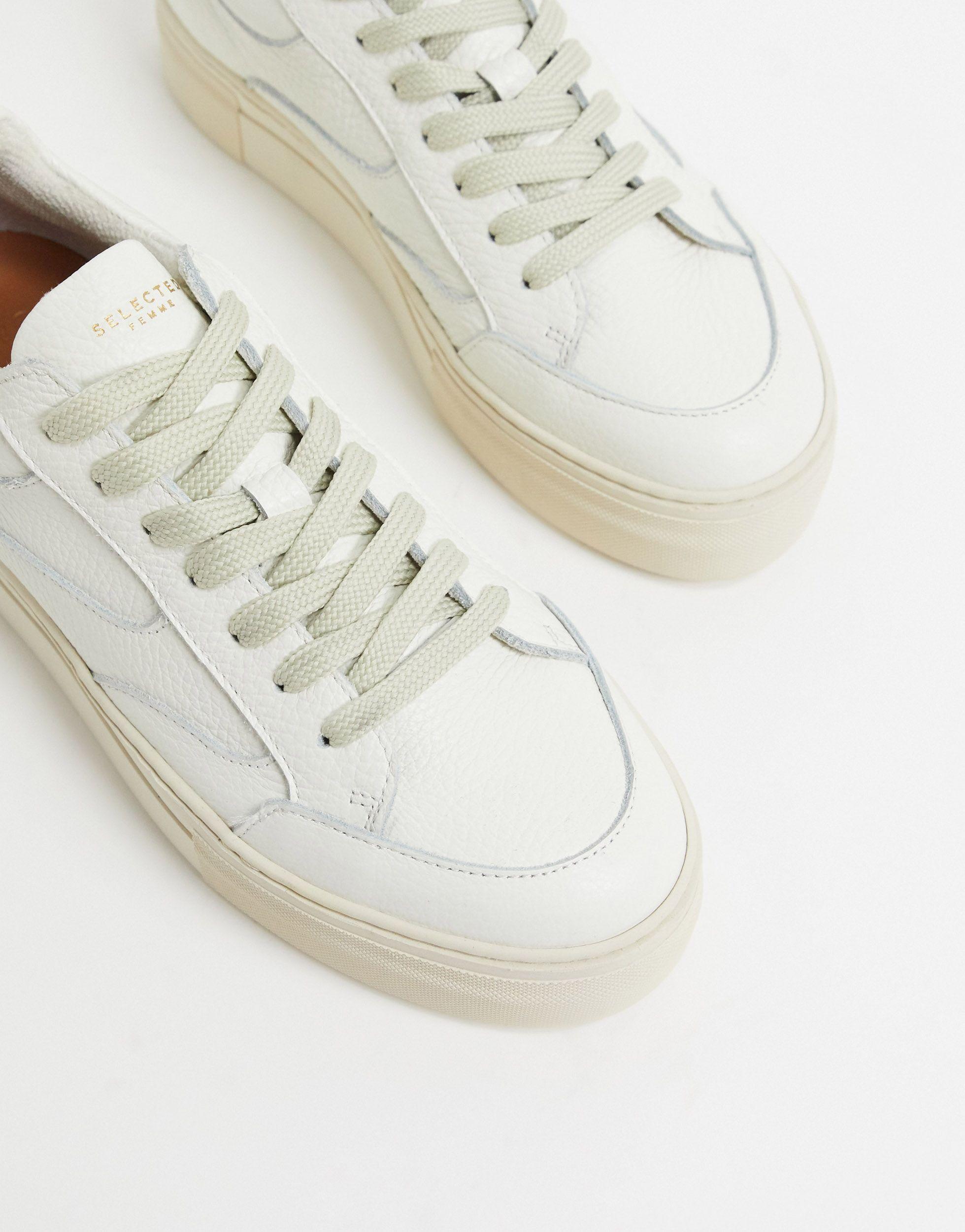 SELECTED Femme Platform Leather Sneaker in White | Lyst Australia