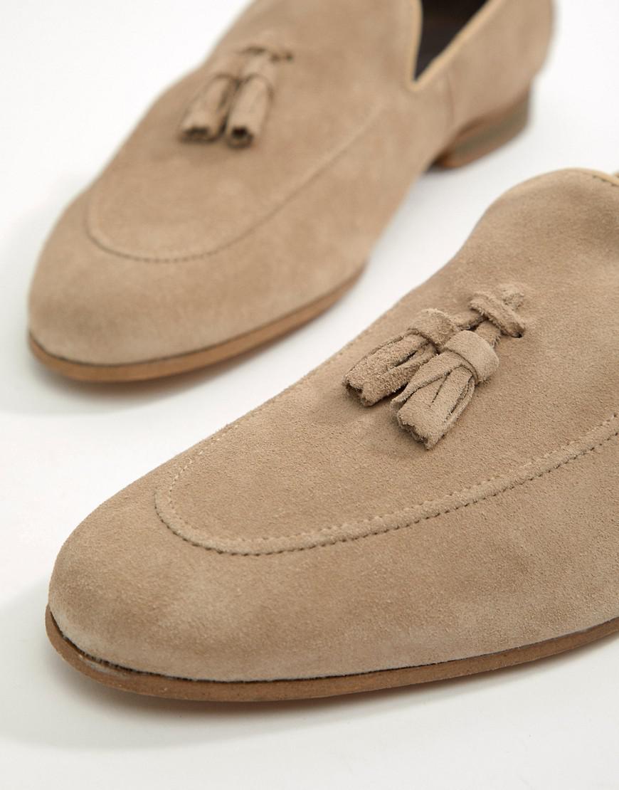 River Island Suede Loafer With Tassel In Sand in Stone (Natural) for