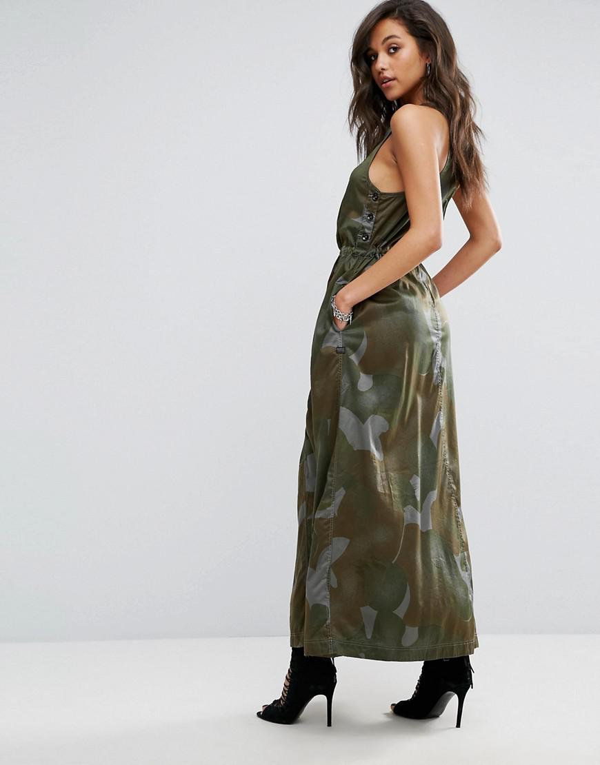 camo print maxi dress