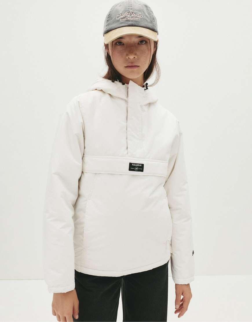 Pull&Bear Basic Hooded Jacket in White Lyst UK