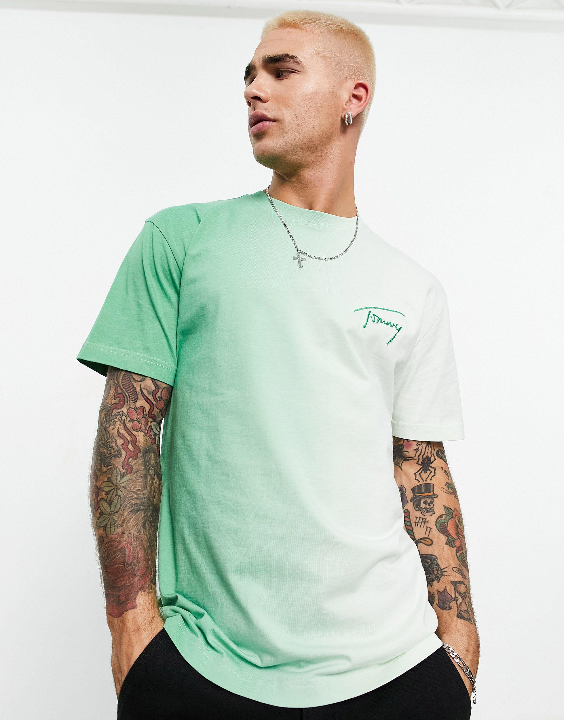 Tommy Hilfiger Signature Logo Ombre T-shirt in Green for | Lyst