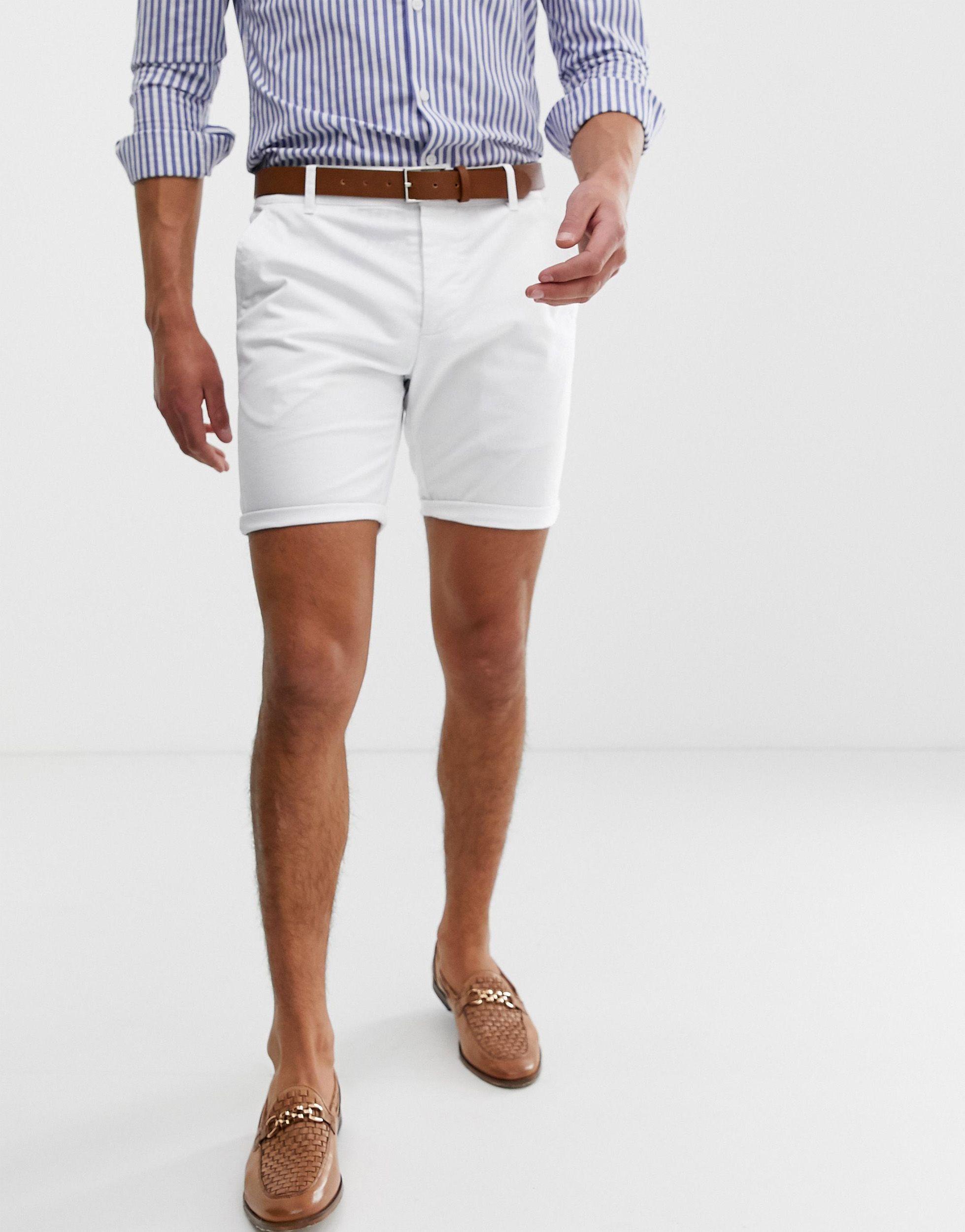ASOS Skinny Chino Shorts in White for Men | Lyst Australia