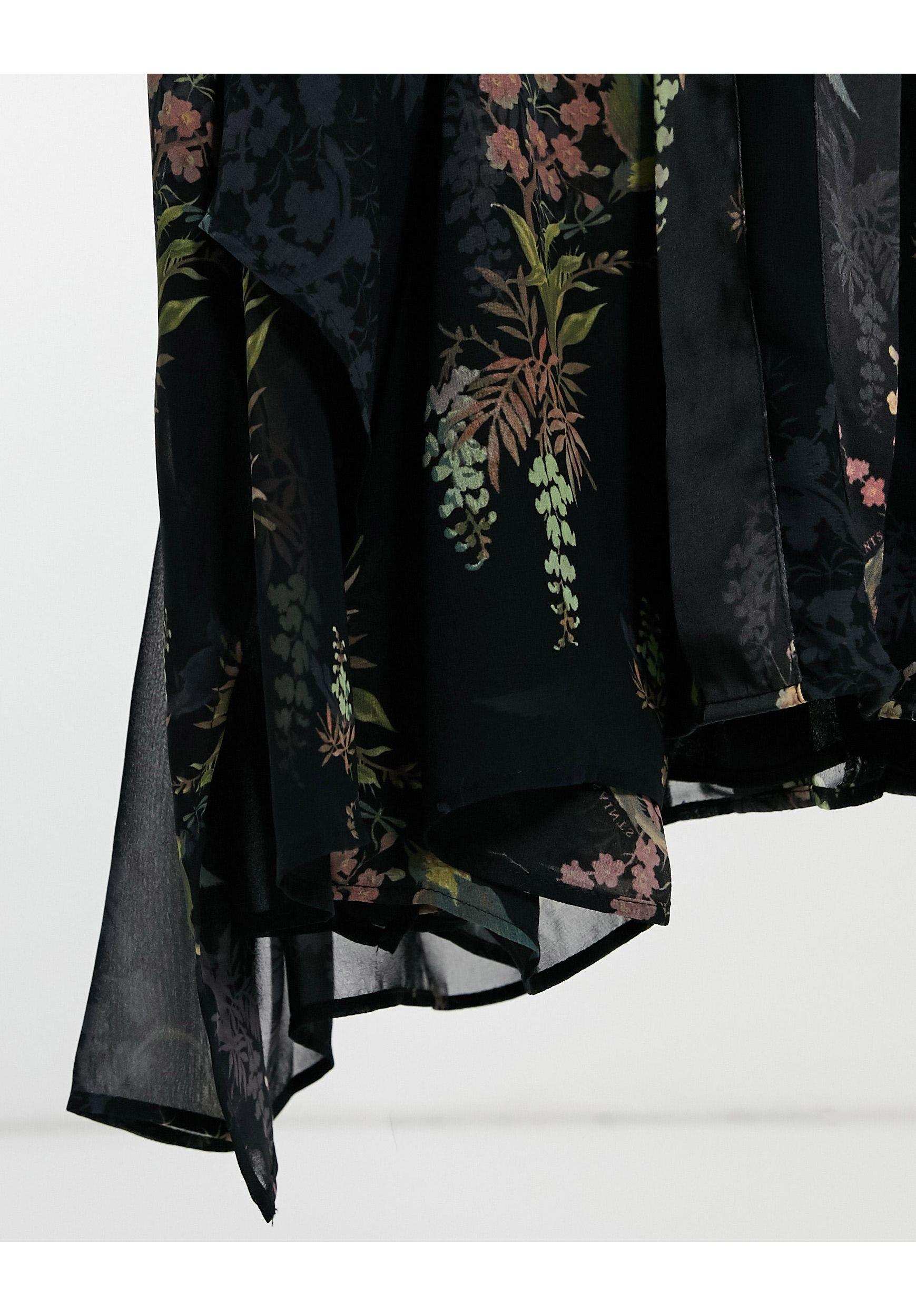 AllSaints Fleur Melisma Floral Print Mini Dress in Black | Lyst
