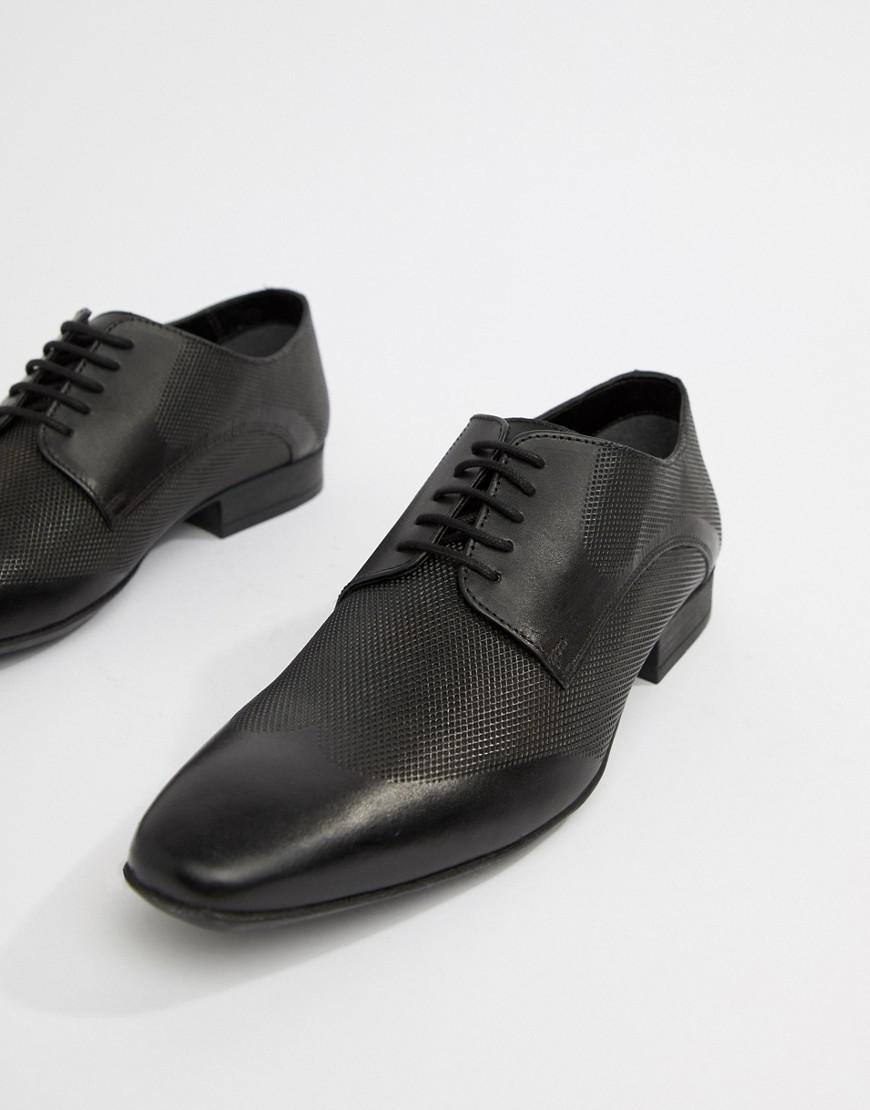 Moss Bros Leather Moss London Smart Derby Shoe In Black Texture for Men ...