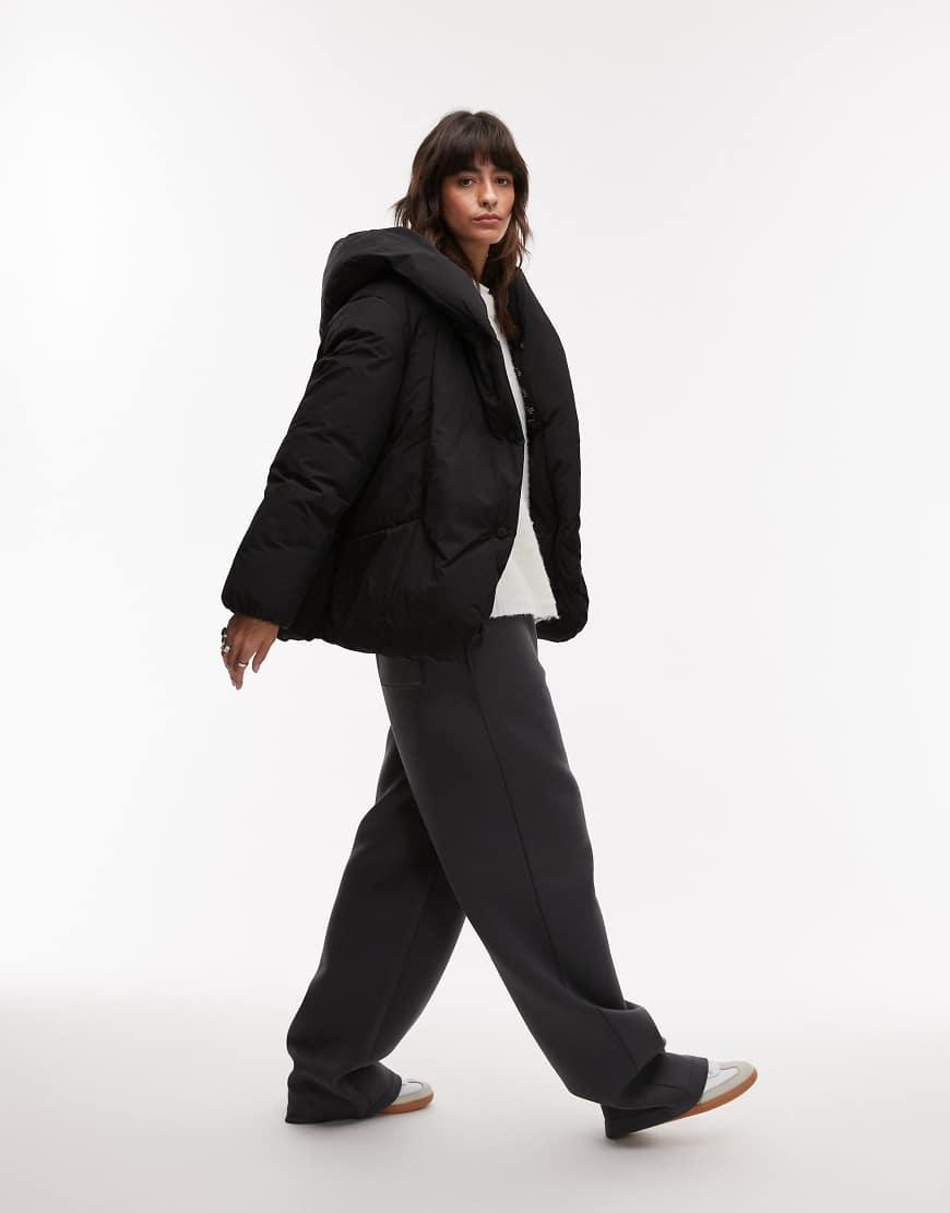 Mango Oversized Relaxed Collar Puffer Coat in Black Lyst UK