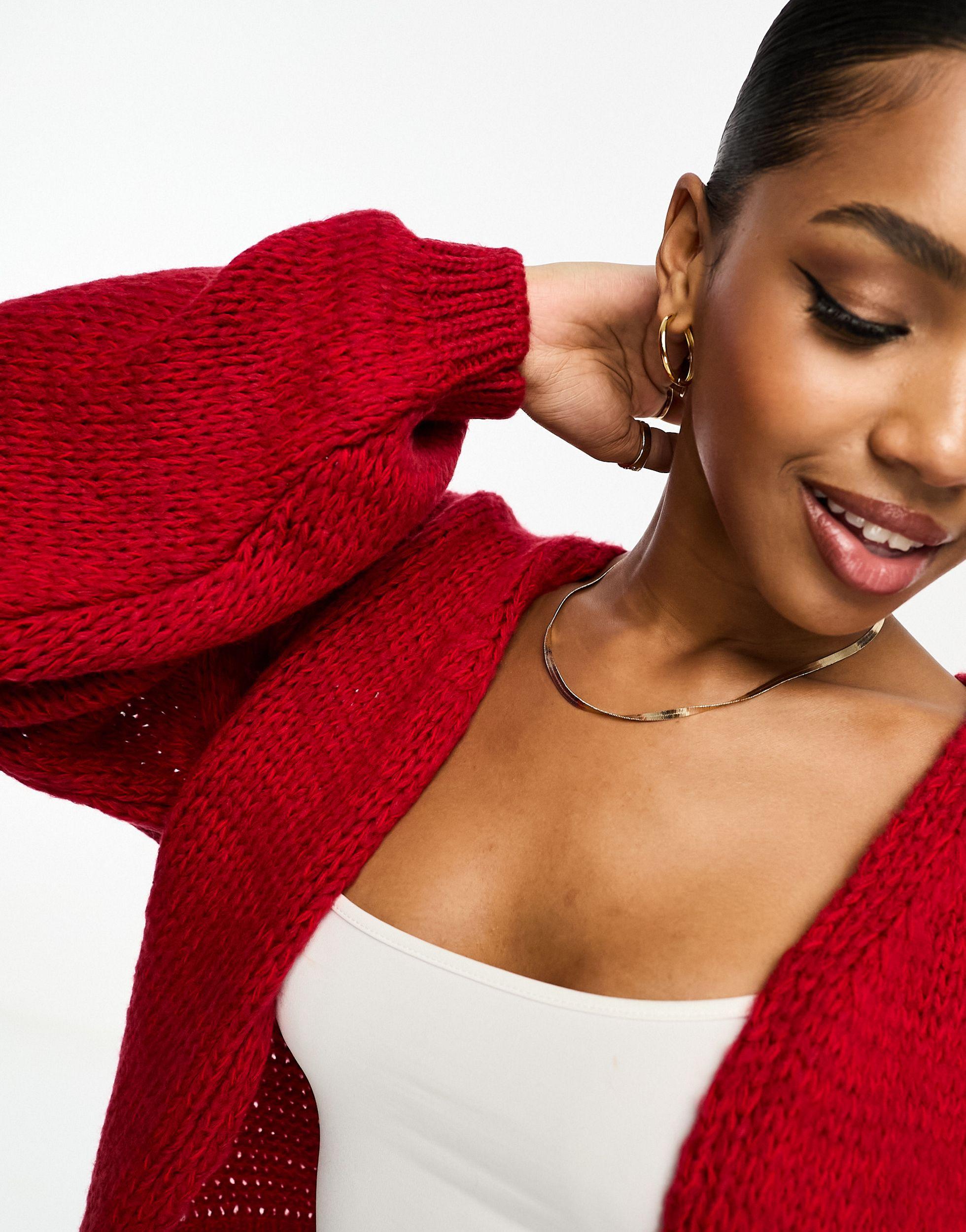 Red fuzzy deals cardigan