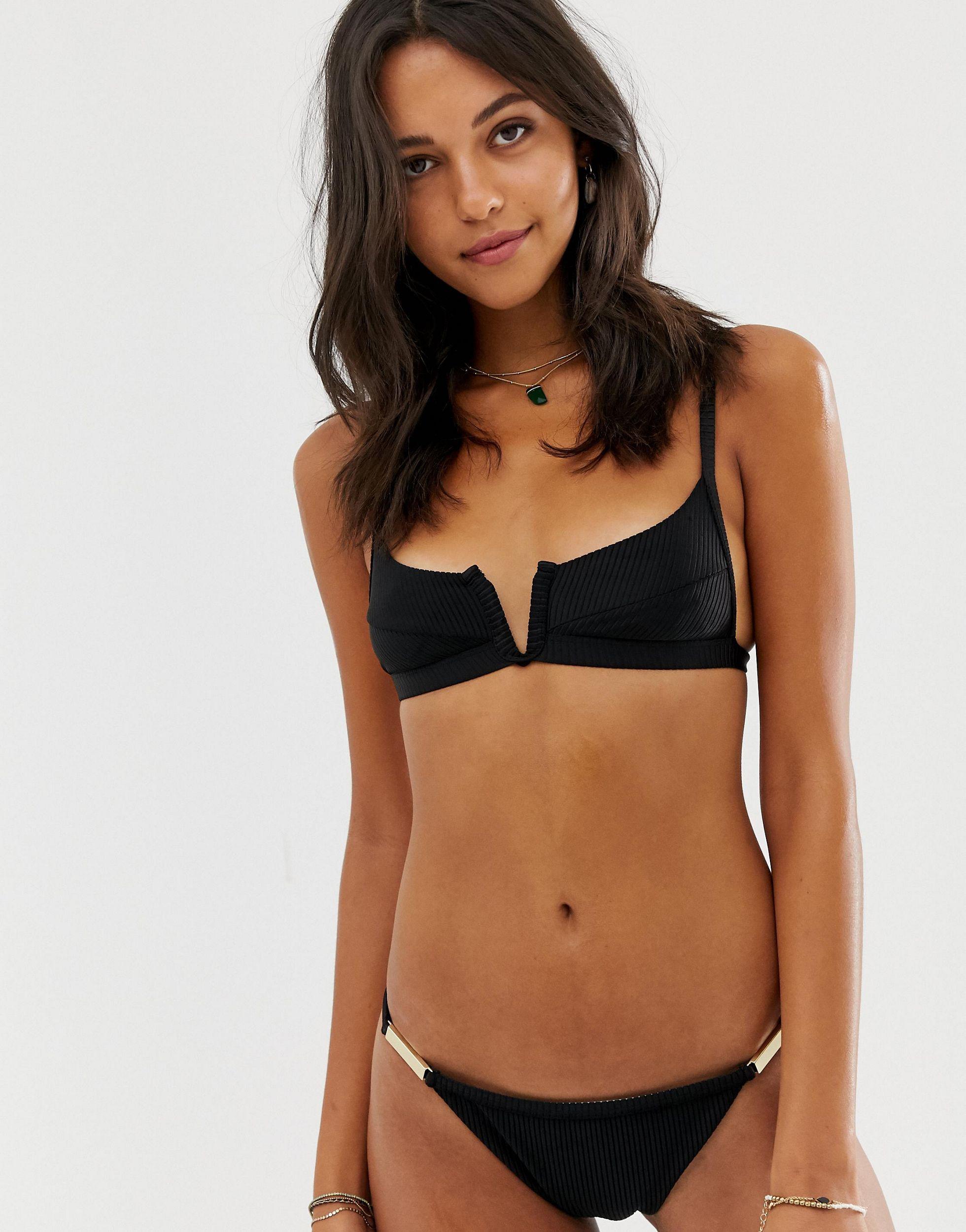 River Island Strappy Briefs With Gold Detail in Black | Lyst
