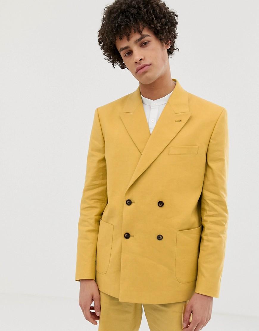 ASOS Boxy Double Breasted Suit Jacket in Yellow for Men | Lyst
