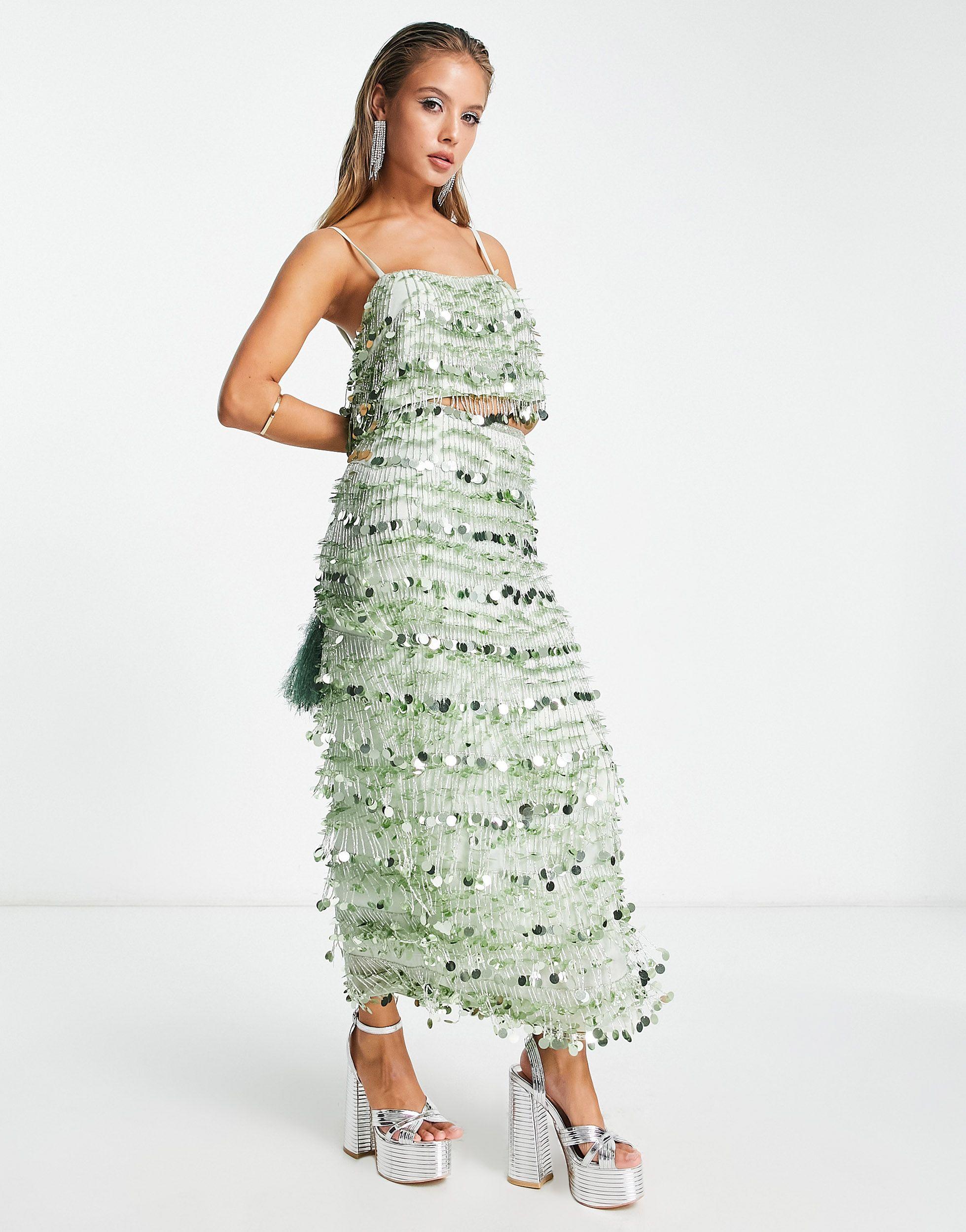 ASOS Edition Curve Paillette Fringe Cami Shift Mini Dress