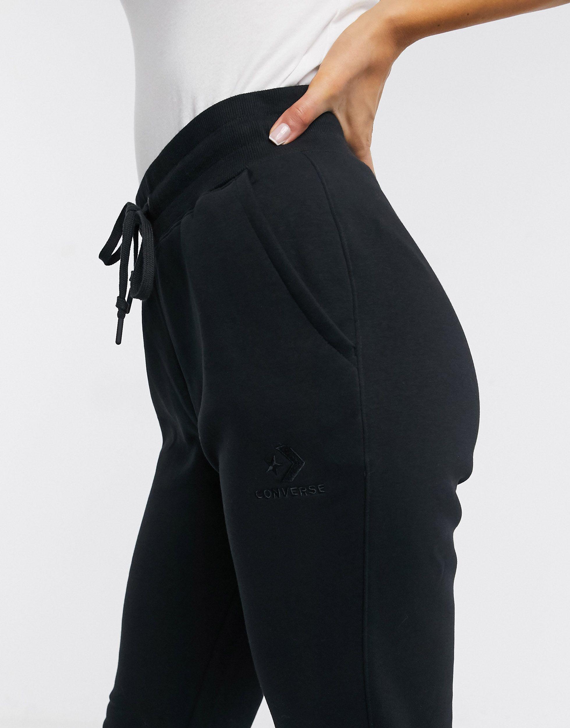 Converse High Waisted Slim Fit Black joggers | Lyst