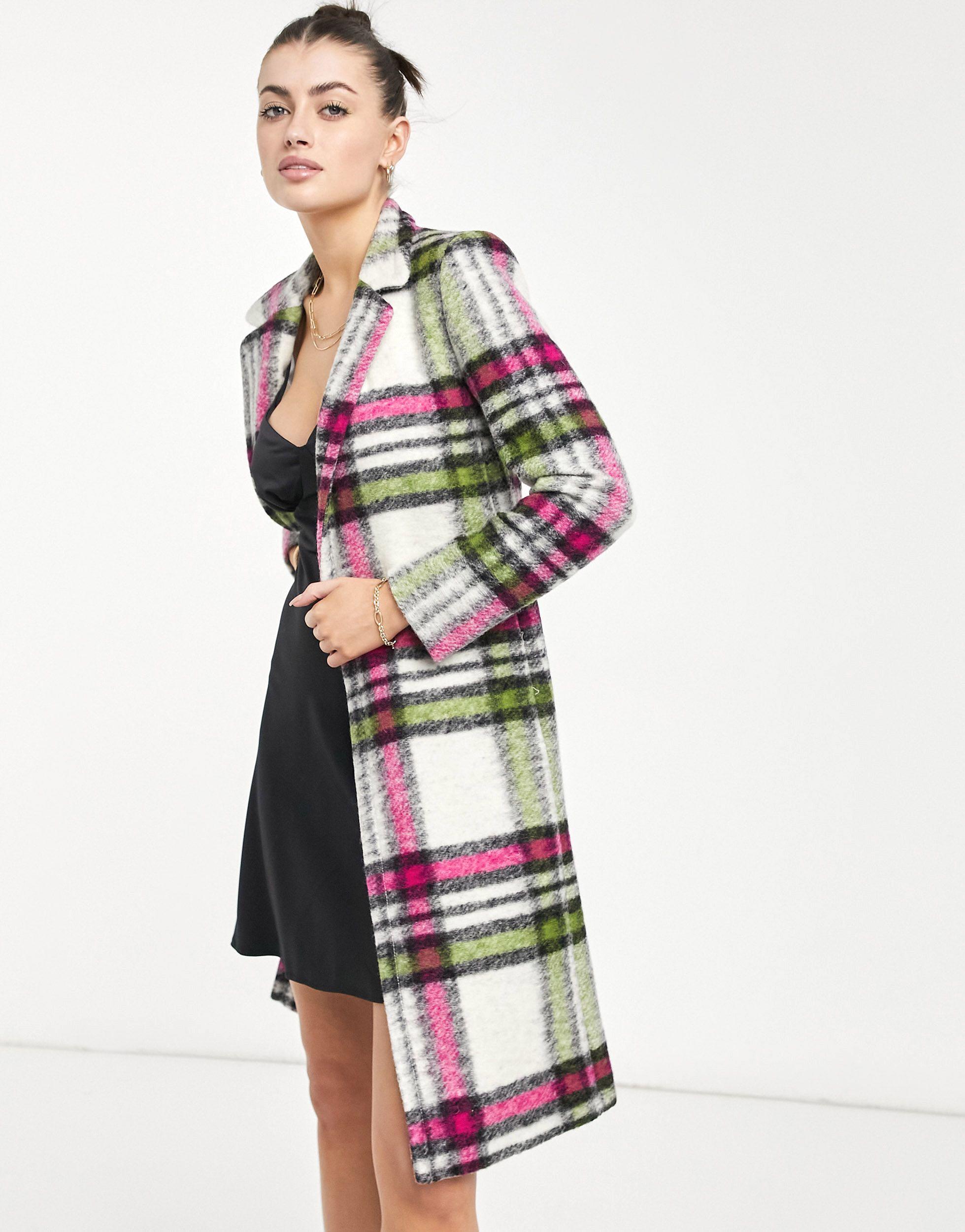multi coloured check coat
