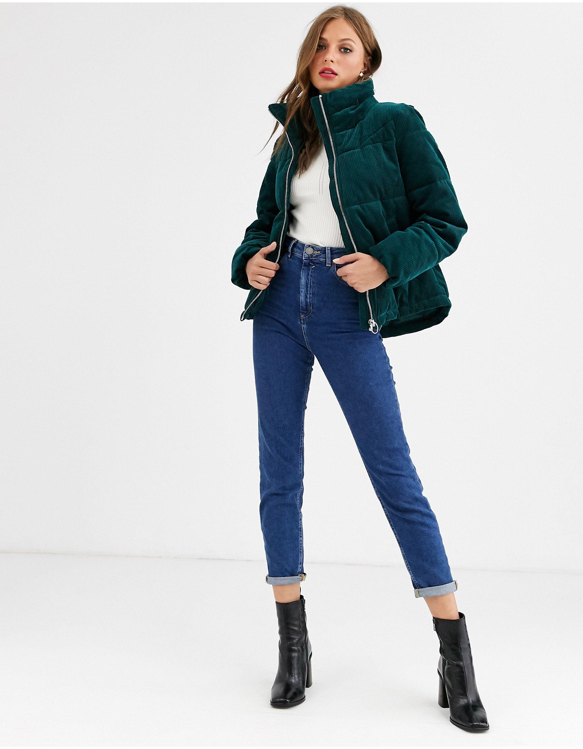 Vero Moda Cord Velvet Padded Jacket in Green | Lyst Canada