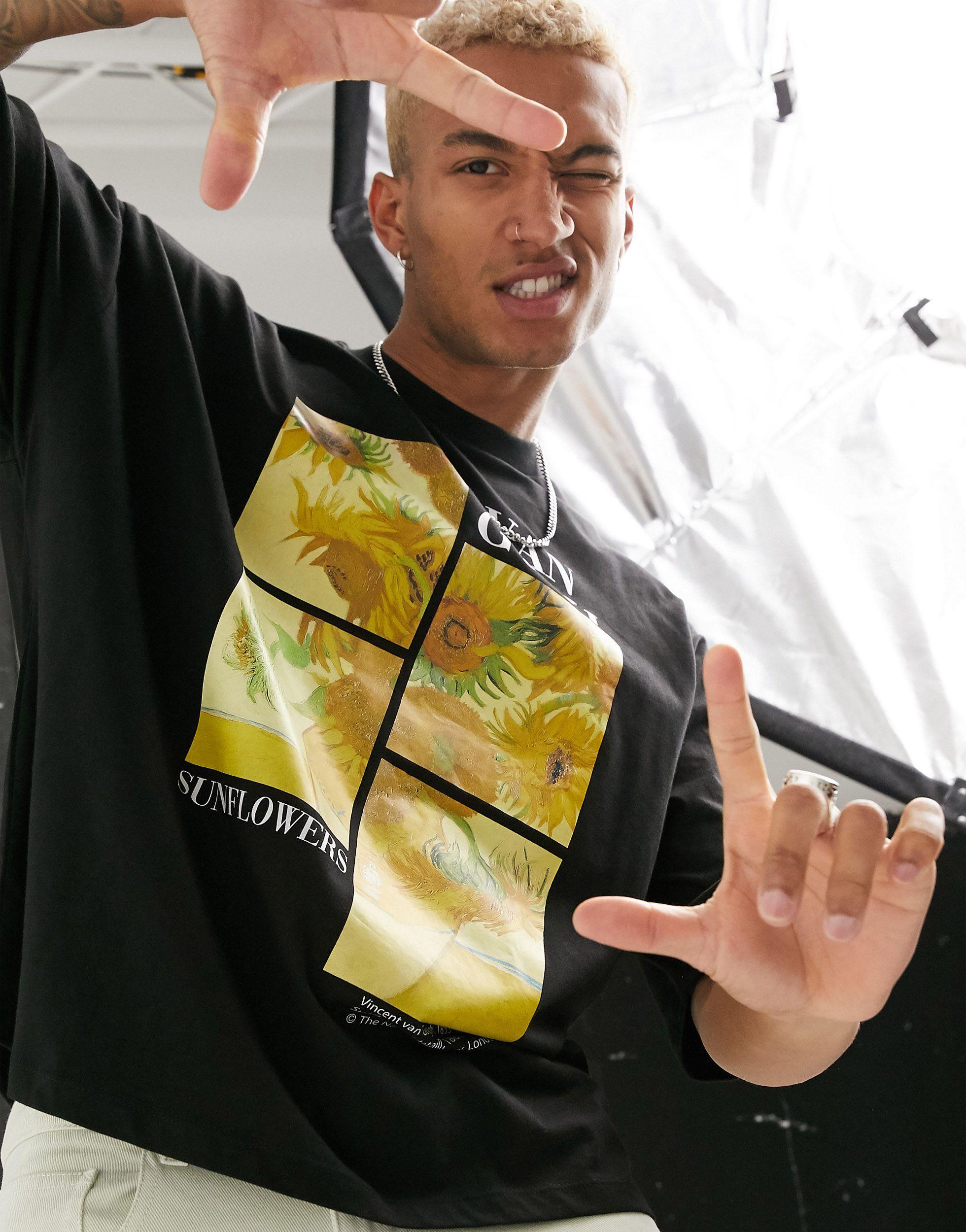 Overtræder ru sekvens ASOS Vincent Van Gogh Sunflower Oversized T-shirt in Black for Men | Lyst