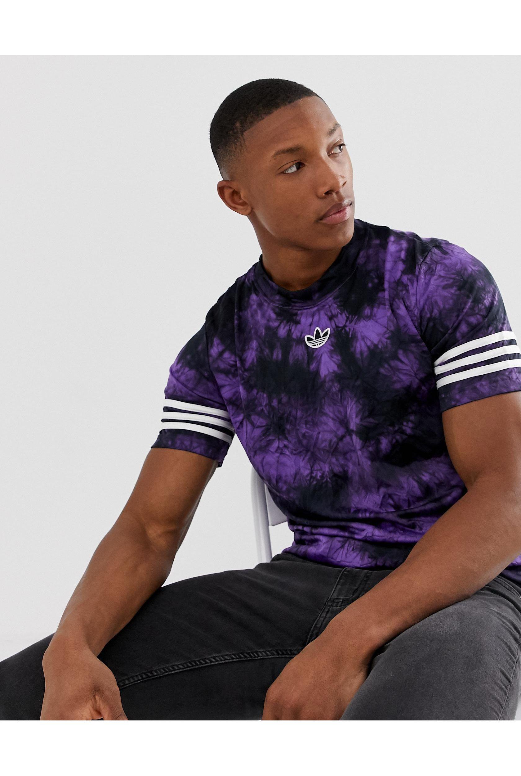 adidas Originals Cotton T-shirt With Stripes And Central Logo in Purple for  Men | Lyst