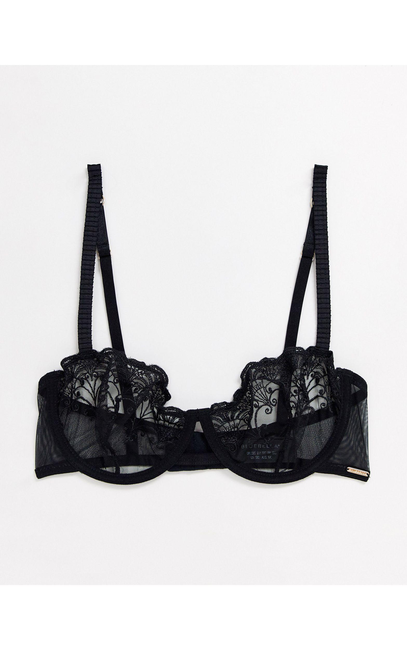 Bluebella Sheer Embroidered 1/4 Cup Bra in Black