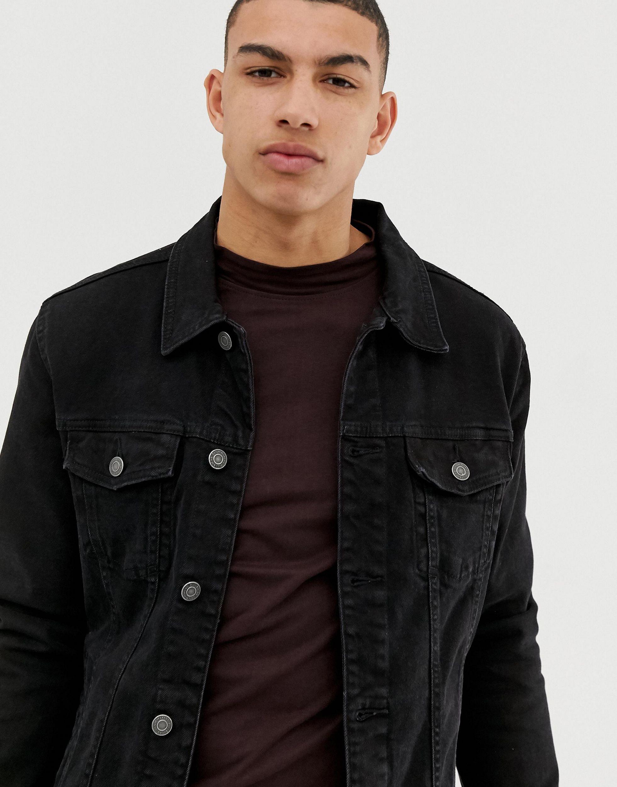pull&bear black denim jacket