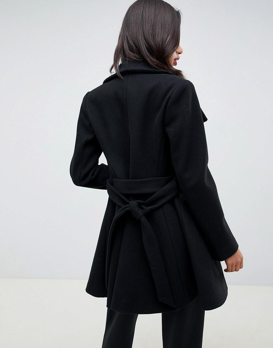 Waterfall collar coat with tie belt Clearance