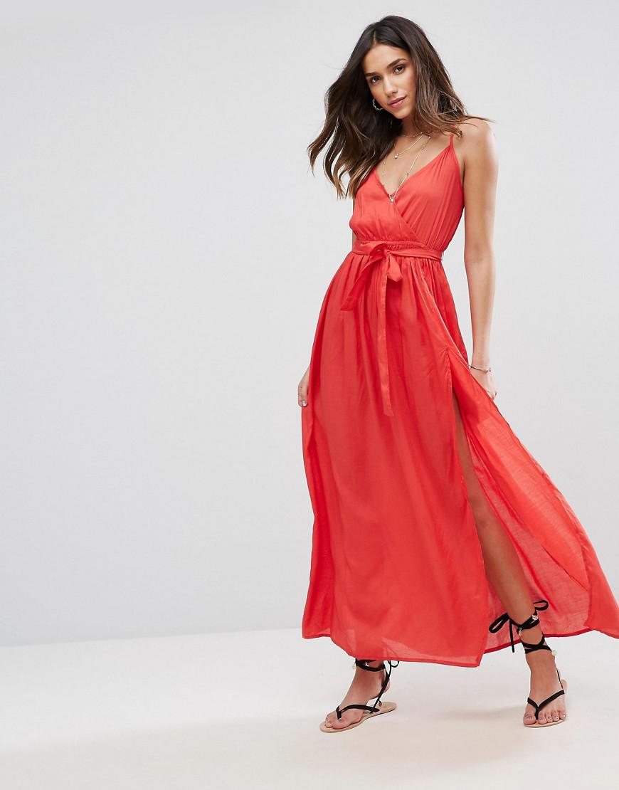 red maxi beach dress