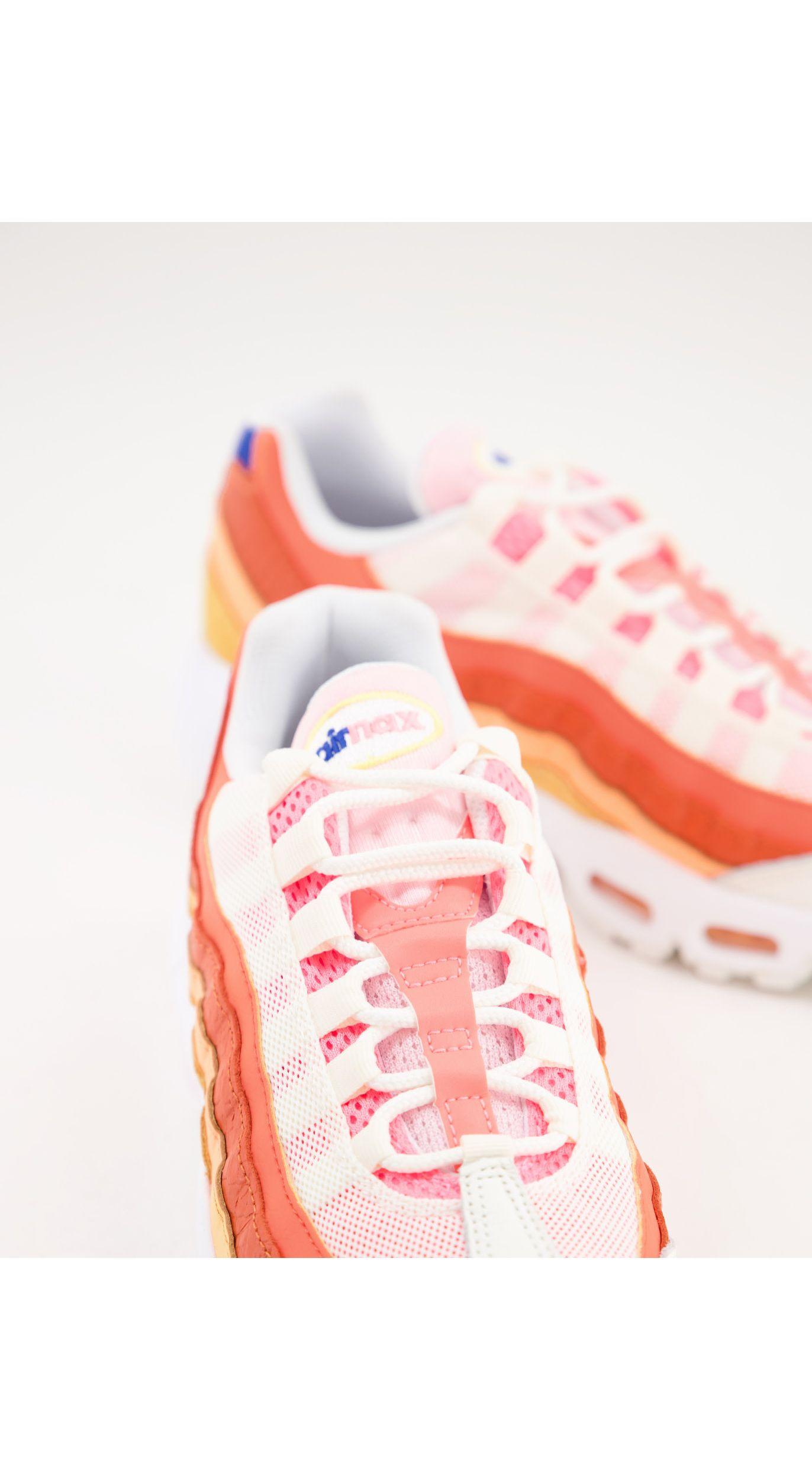 nike air max 95 tm trainers in white and orange