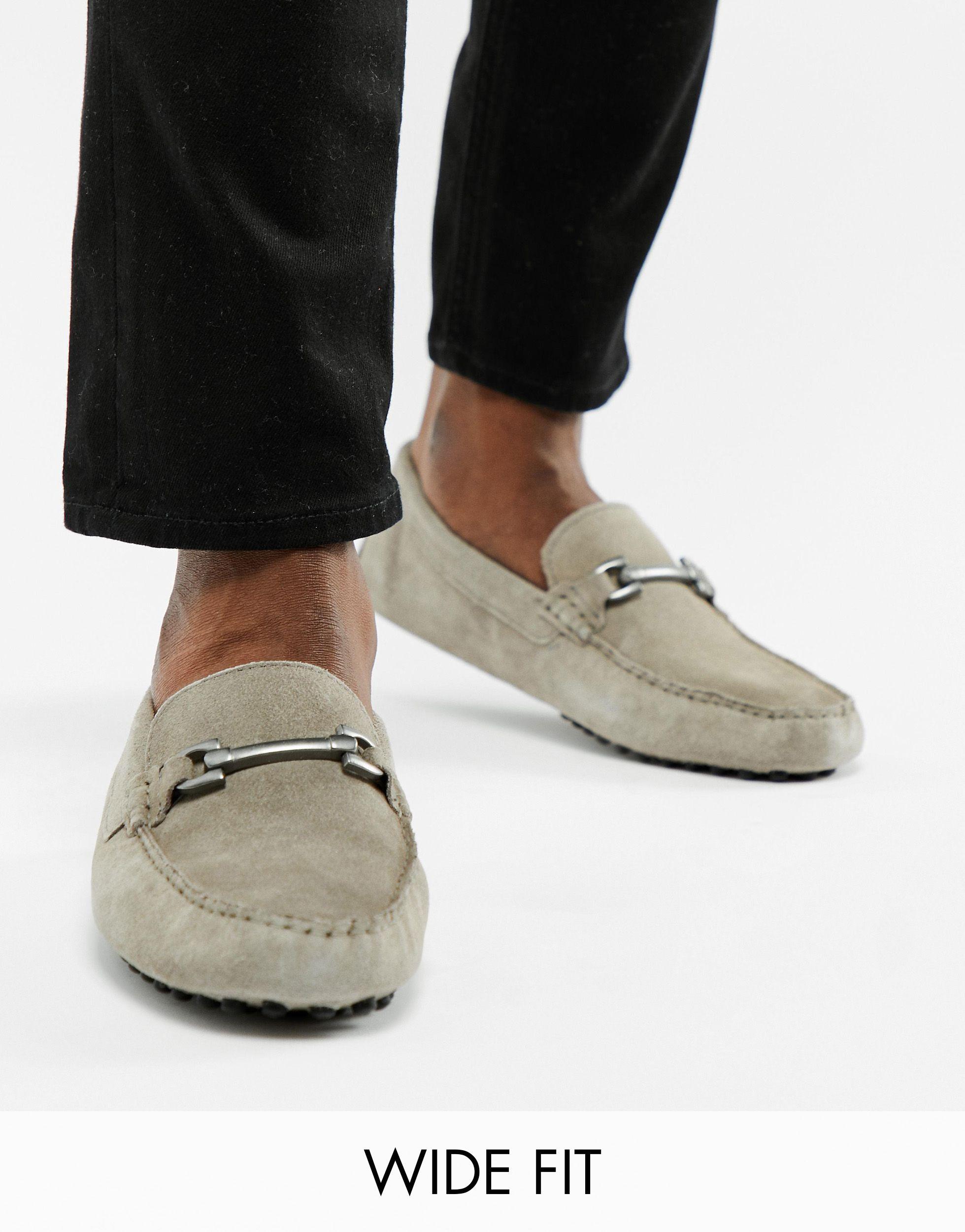 ASOS Suede Wide Fit Driving Shoes in 