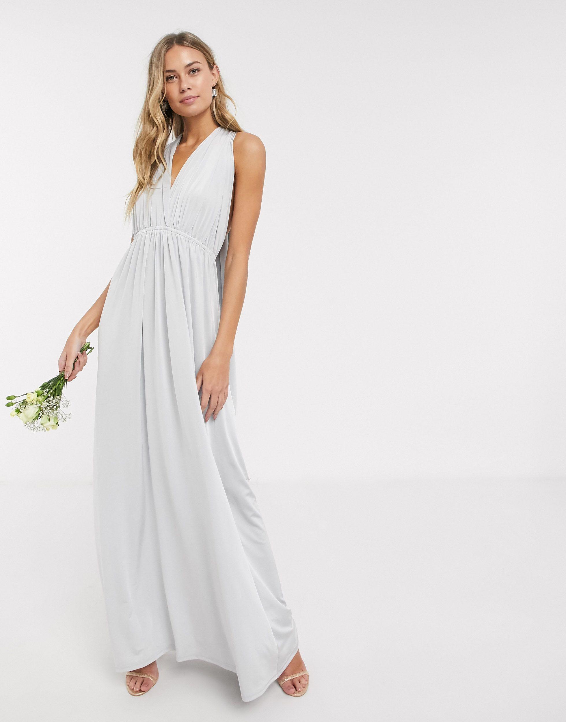 Oasis Bridesmaid Multiway Maxi Dress in Gray | Lyst