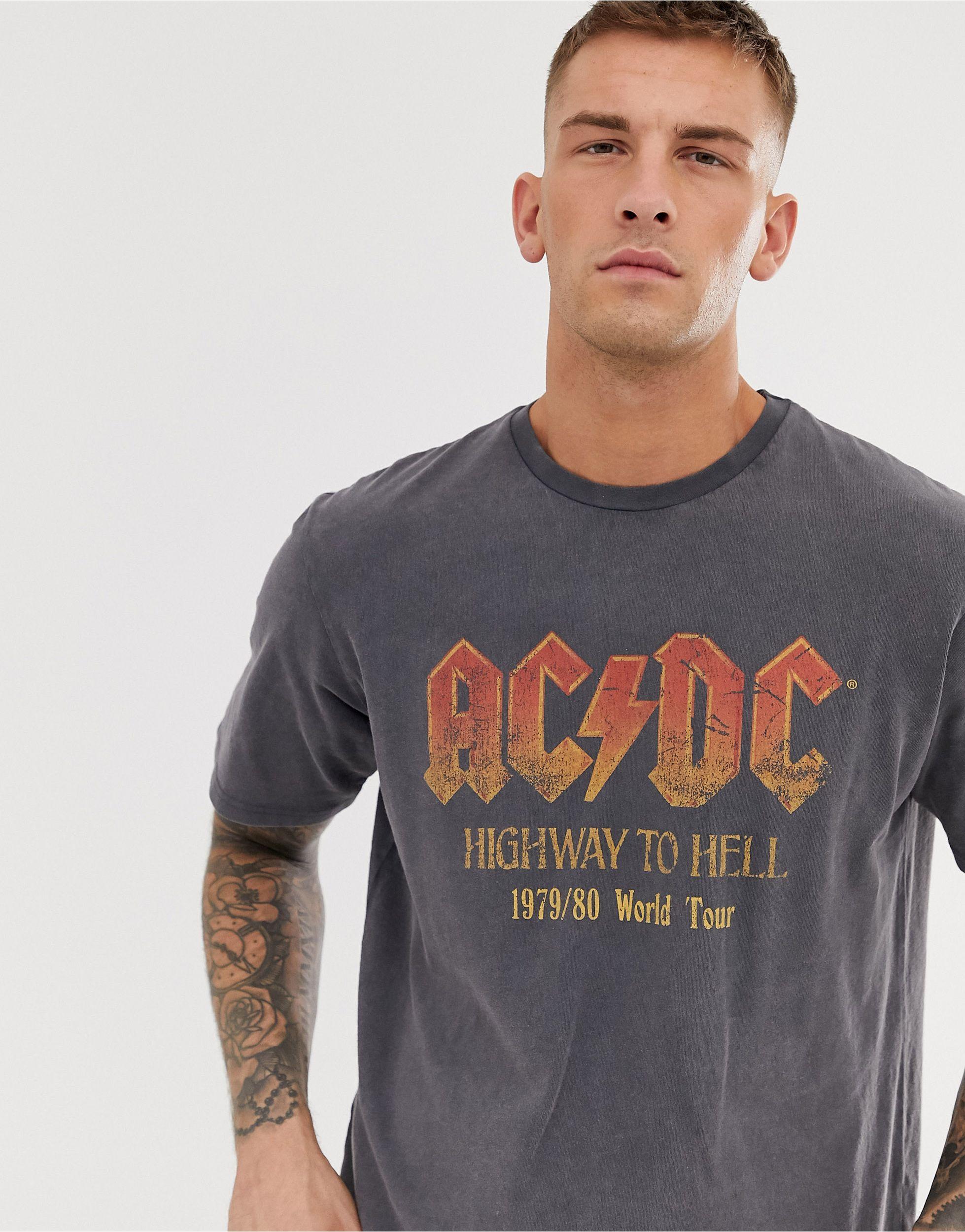 Pull&Bear Acdc T-shirt in Gray for Men | Lyst