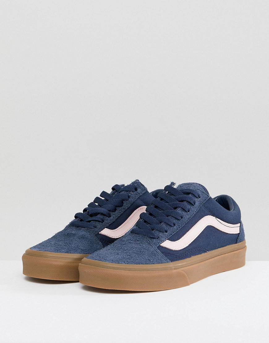 intelligens Monument Array af Vans Old Skool Unisex Trainers In Blue Fuzzy Suede With Gum Sole - Lyst