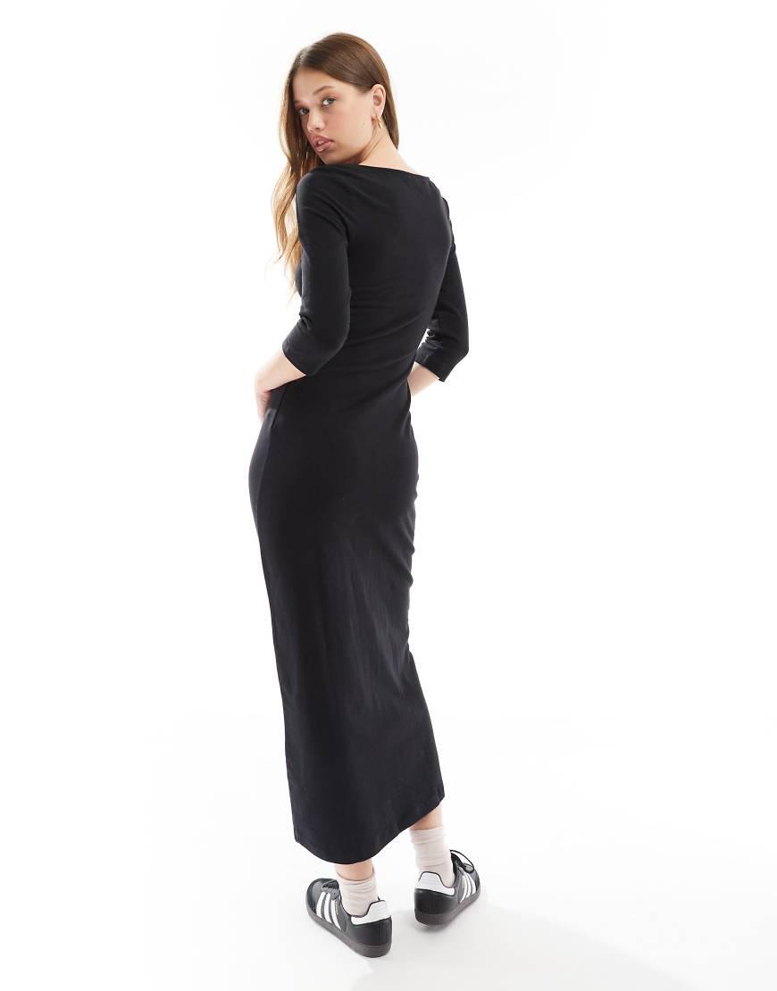 Black long sleeve cotton dress online
