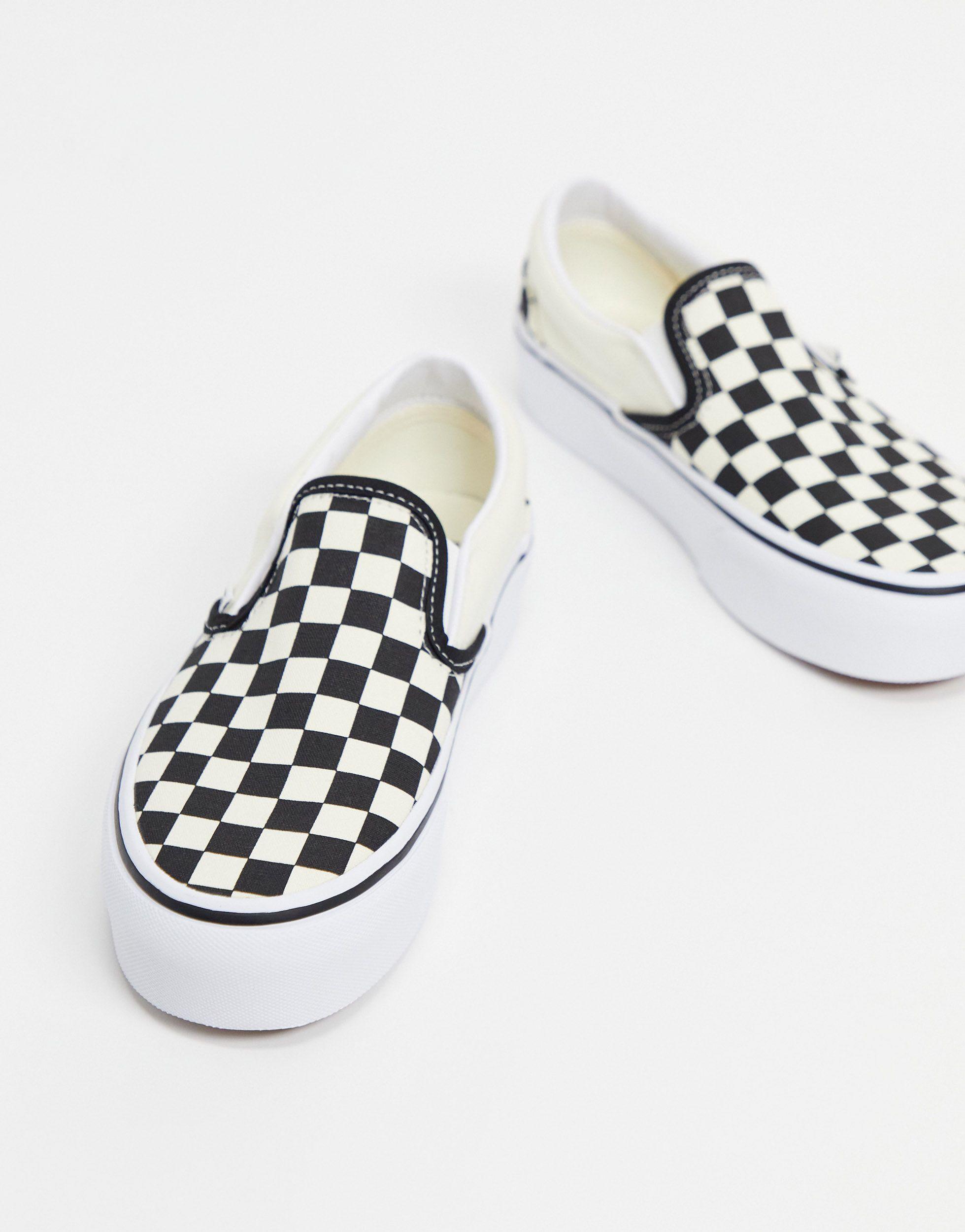 vans platform checkered slip on