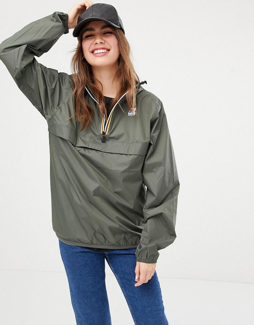 ジャケット K-WAY Woman Jacket Green K8134DW AUB Jackets Woman DENISE ST THERMO REVERSIBLE 3/4 LENGTH GREEN C