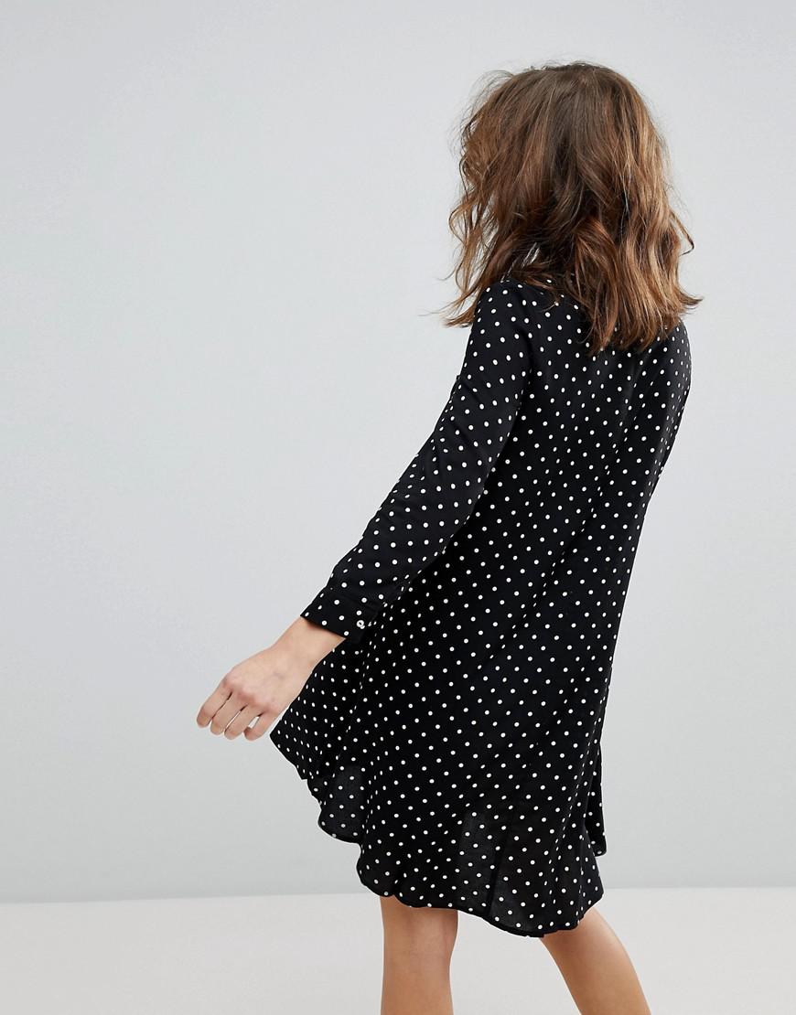 black polka dot shirt dress