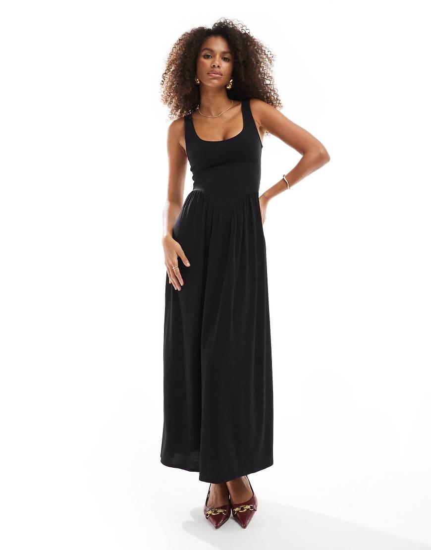 bershka long black dress Drop Waist Jersey Maxi in Photos Show the Daring truefit:root:marguerite-halter-maxi-dress-white-polka color:Brown