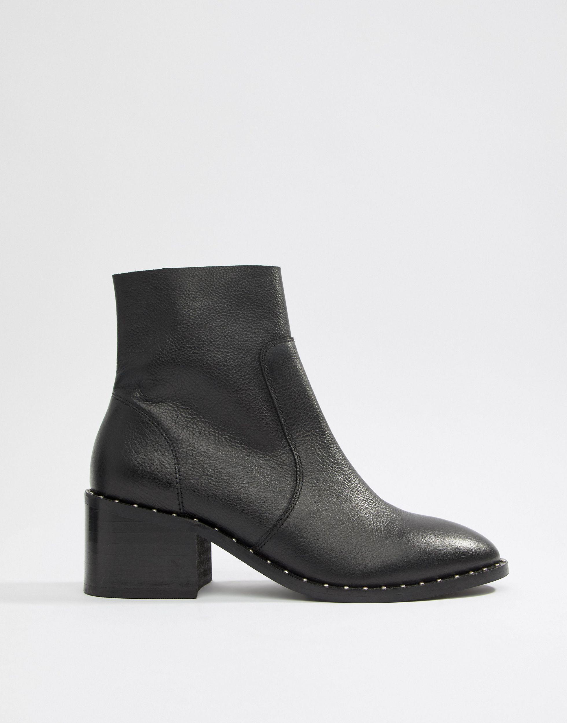 asos design realm leather mid ankle boots