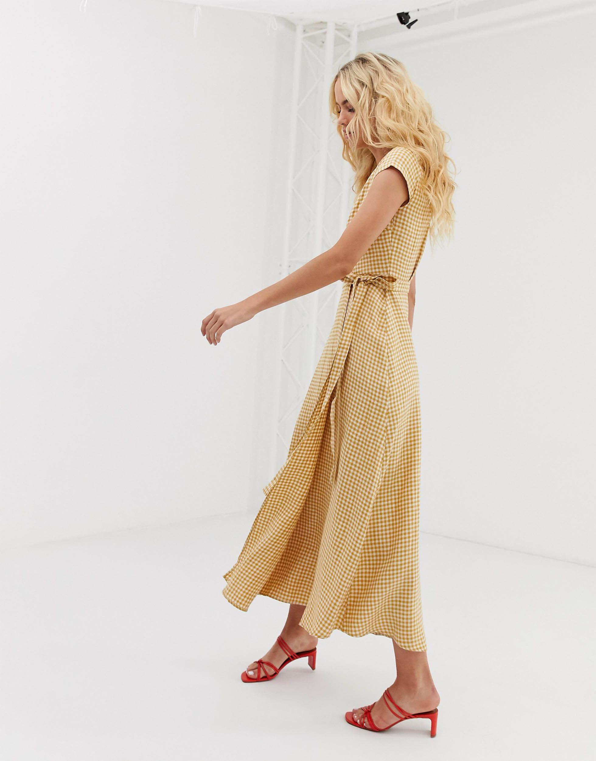 yellow linen wrap dress
