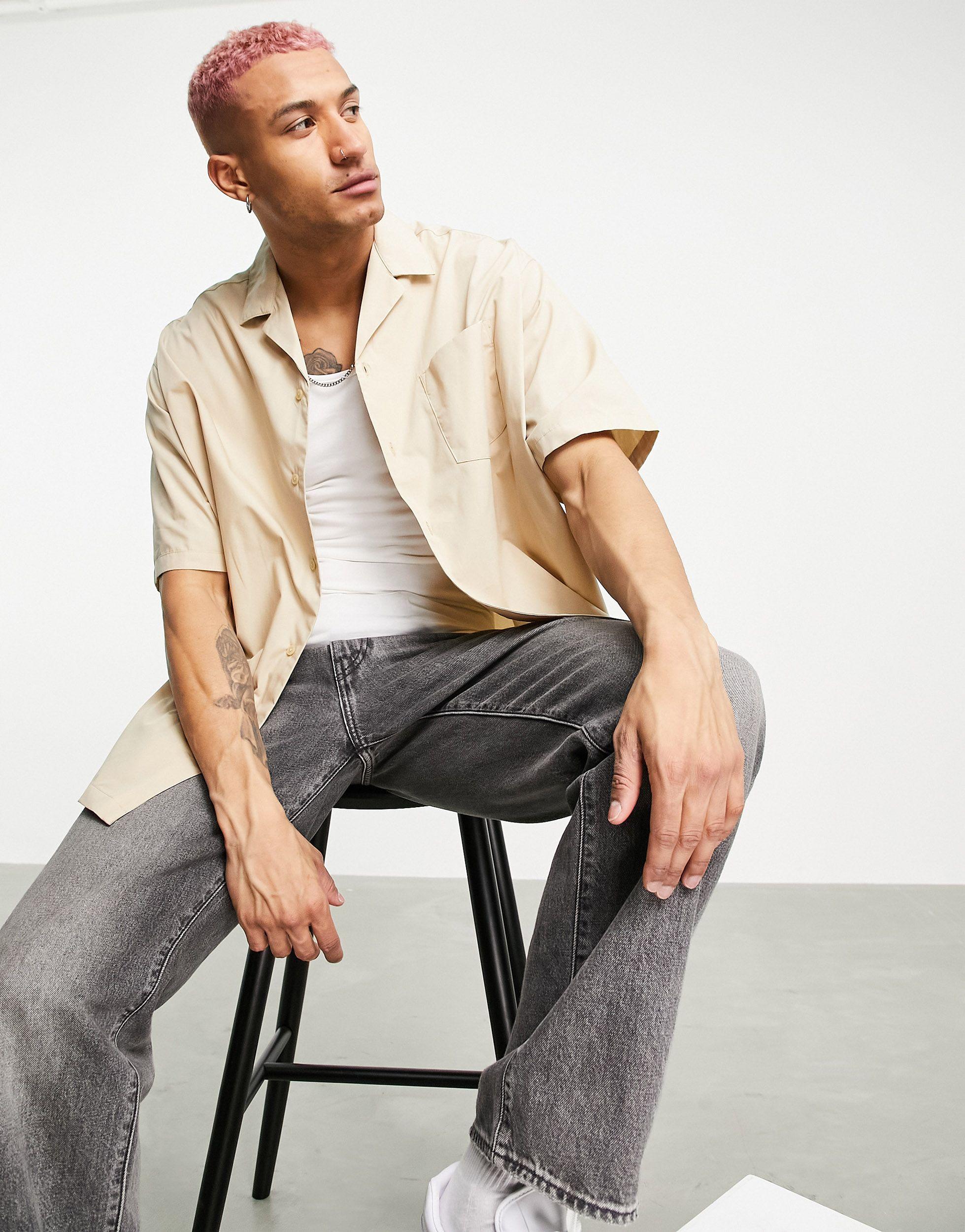 Chemise ultra oversize à manches mi-longues - taupe Coton ASOS pour homme  en coloris Neutre | Lyst