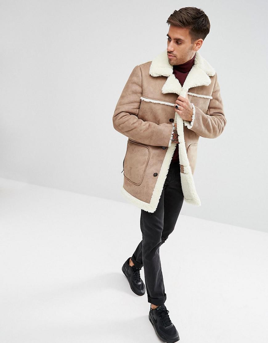 mens sheepskin coat asos