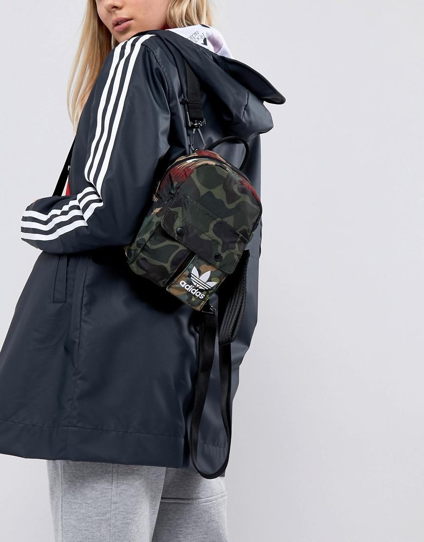 adidas originals mini backpack in black and white spots