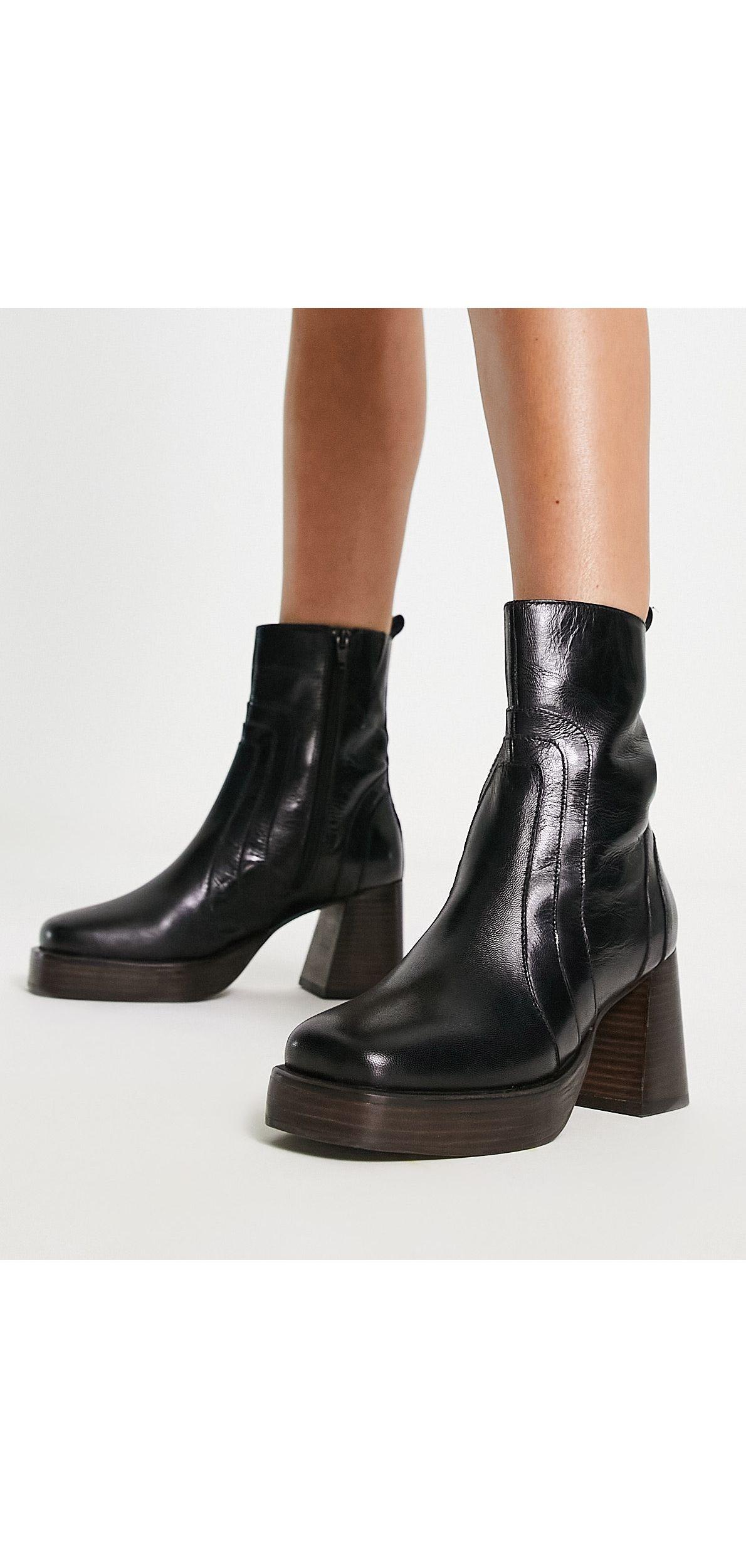 Schuh Cora Leather Heeled Ankle Boots in Black | Lyst