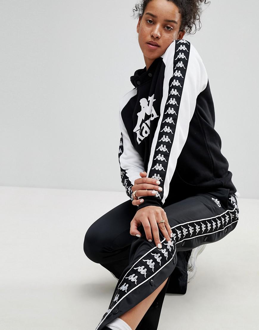Kappa Relaxed Tracksuit Bottoms With Popper Sides Co-ord in Black | Lyst UK