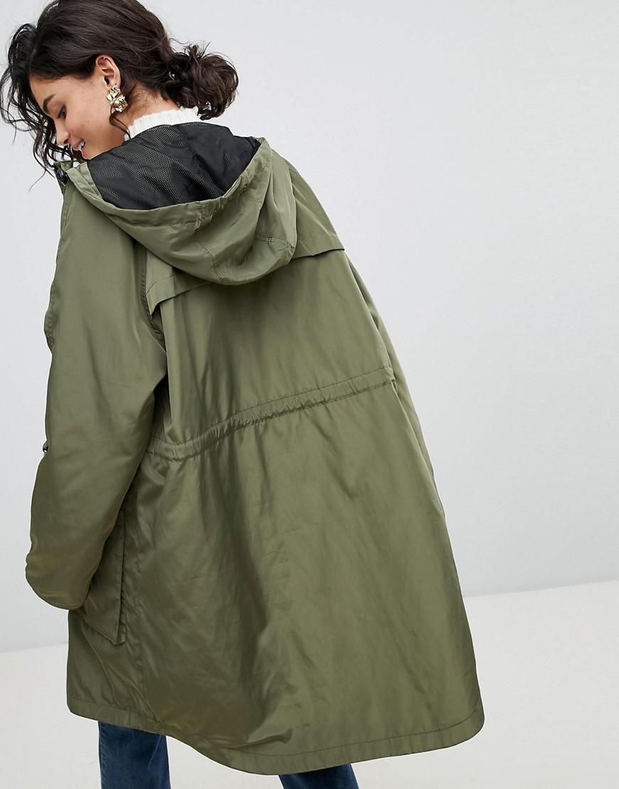 Vero Moda Hooded Rain Jacket in Green | Lyst