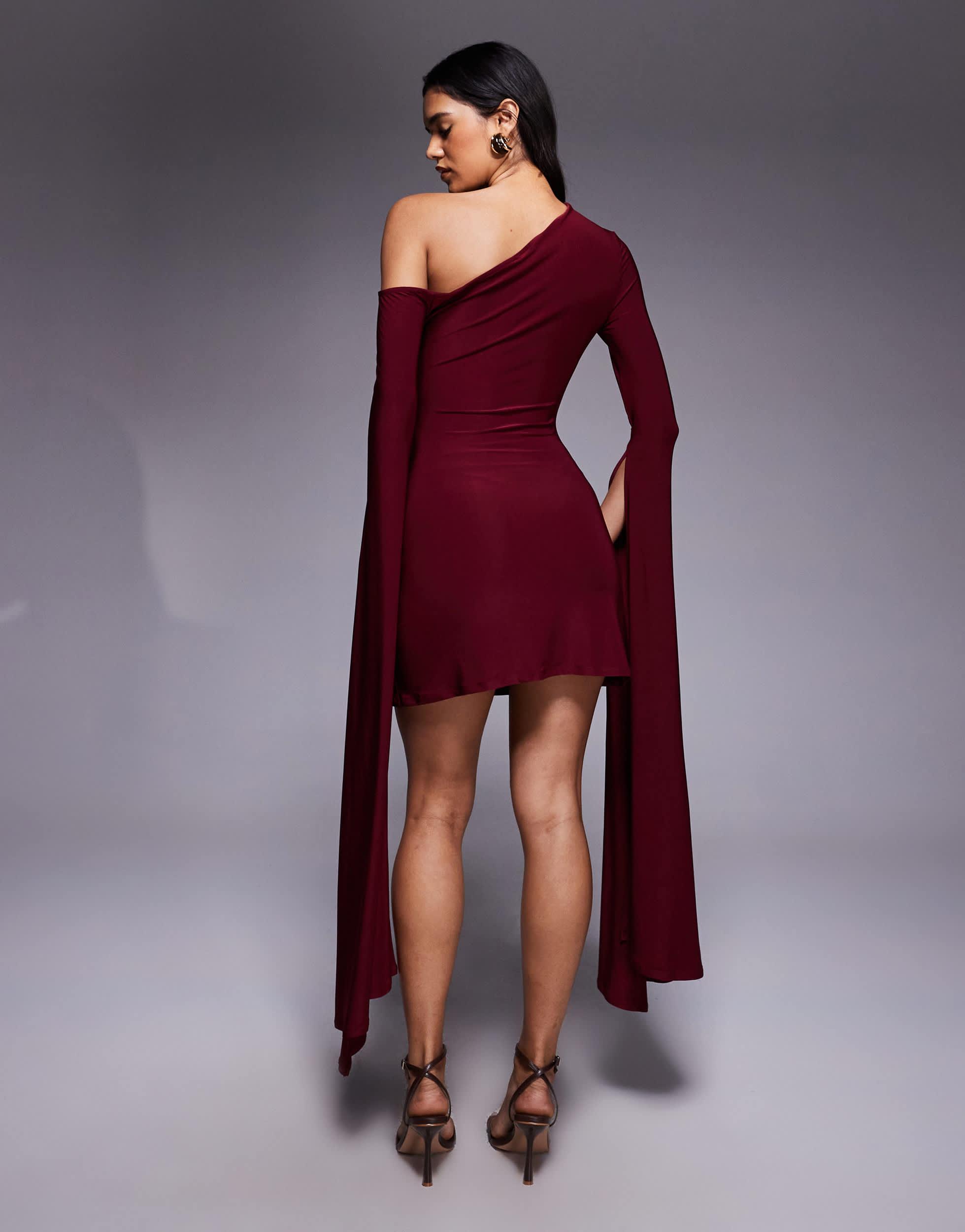 asos design split sleeve mini dress with obi belt Super in Red while the volume sleeves Size:40 EU Linen dress lowstock Bohemian Floral Beach Coverup