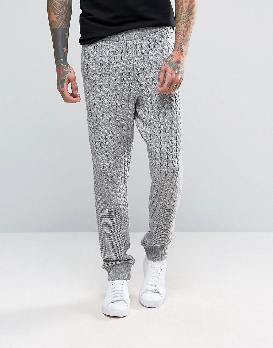 ASOS Knitted Joggers With Chunky Cable And Rib Detail in Gray for Men
