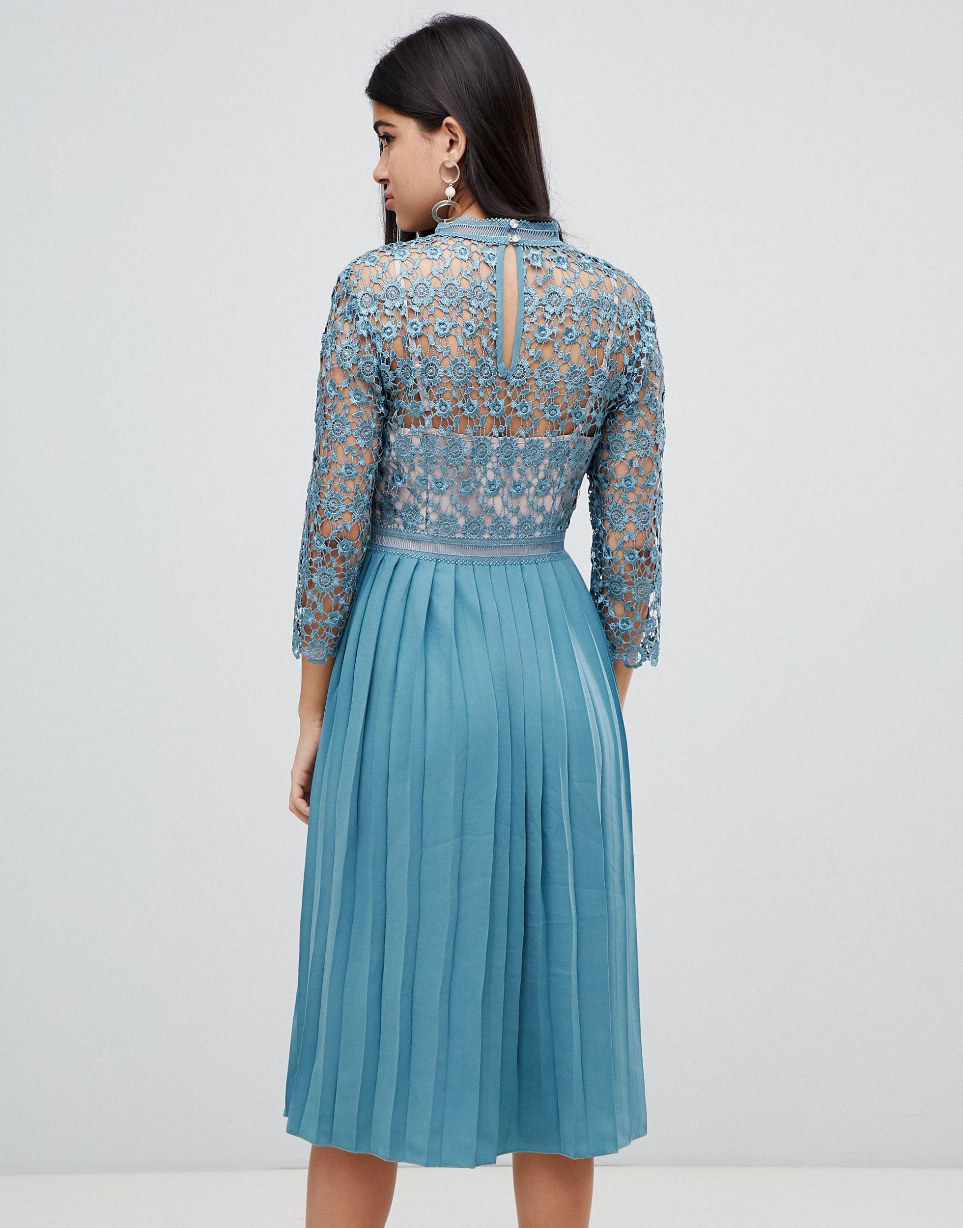 Little Mistress Lace Sleeve Pleated 