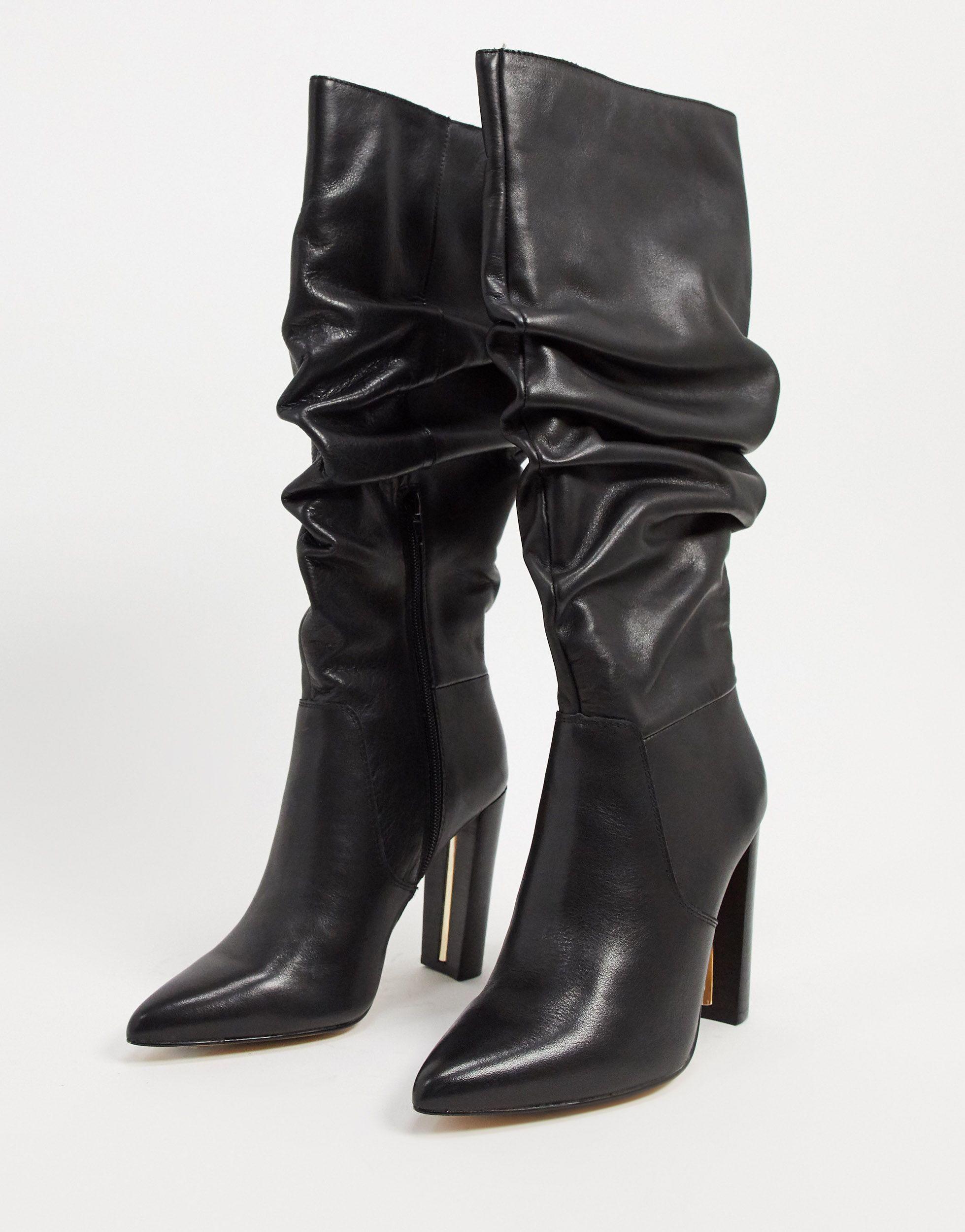 River Island Slouch Knee High Boots In Black Lyst