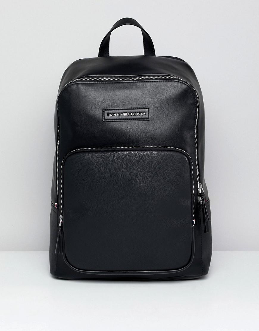 Tommy Hilfiger Corporate Mix Faux Leather Backpack In Black for Men - Lyst