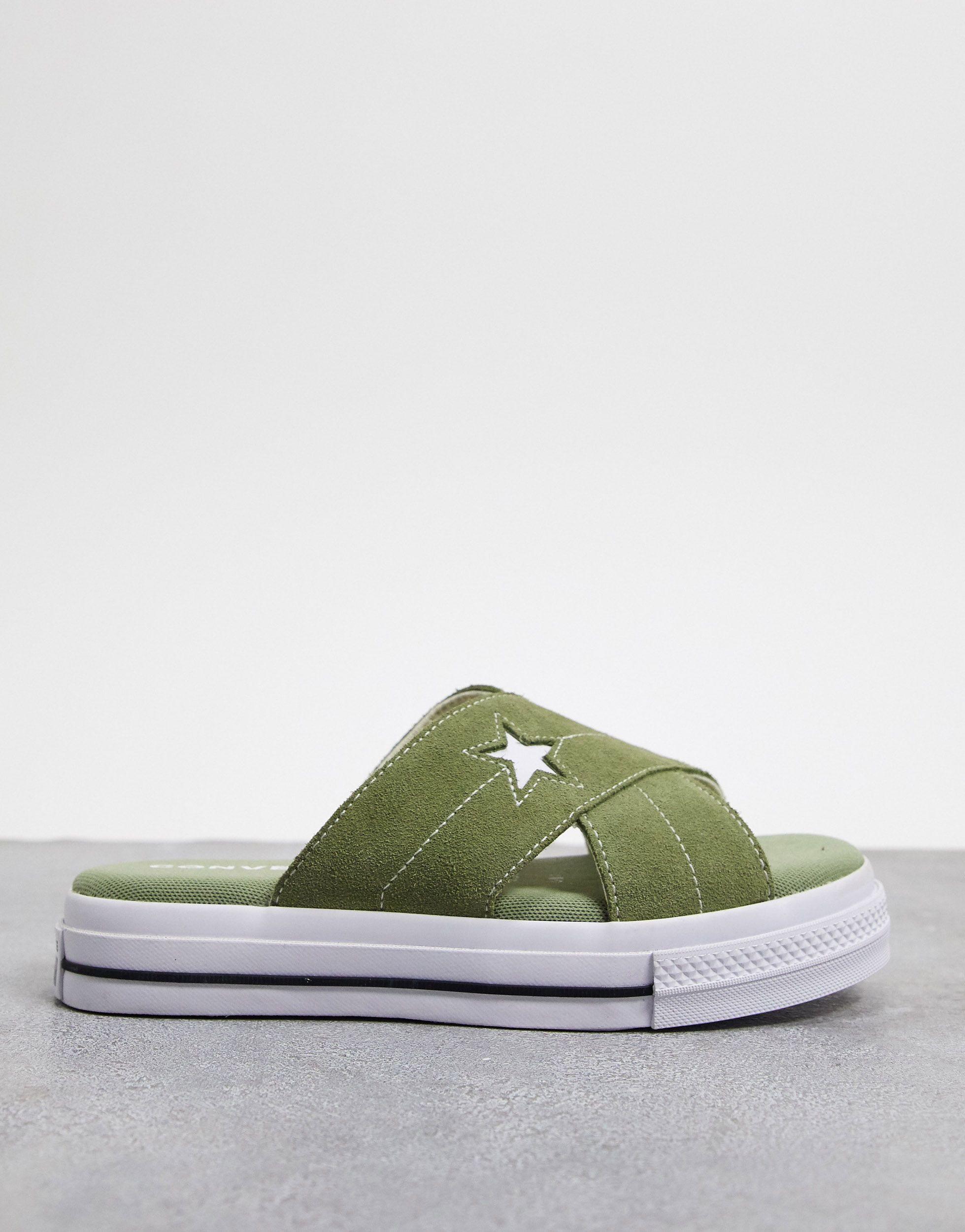 Converse One Star Khaki Green Sandals | Lyst
