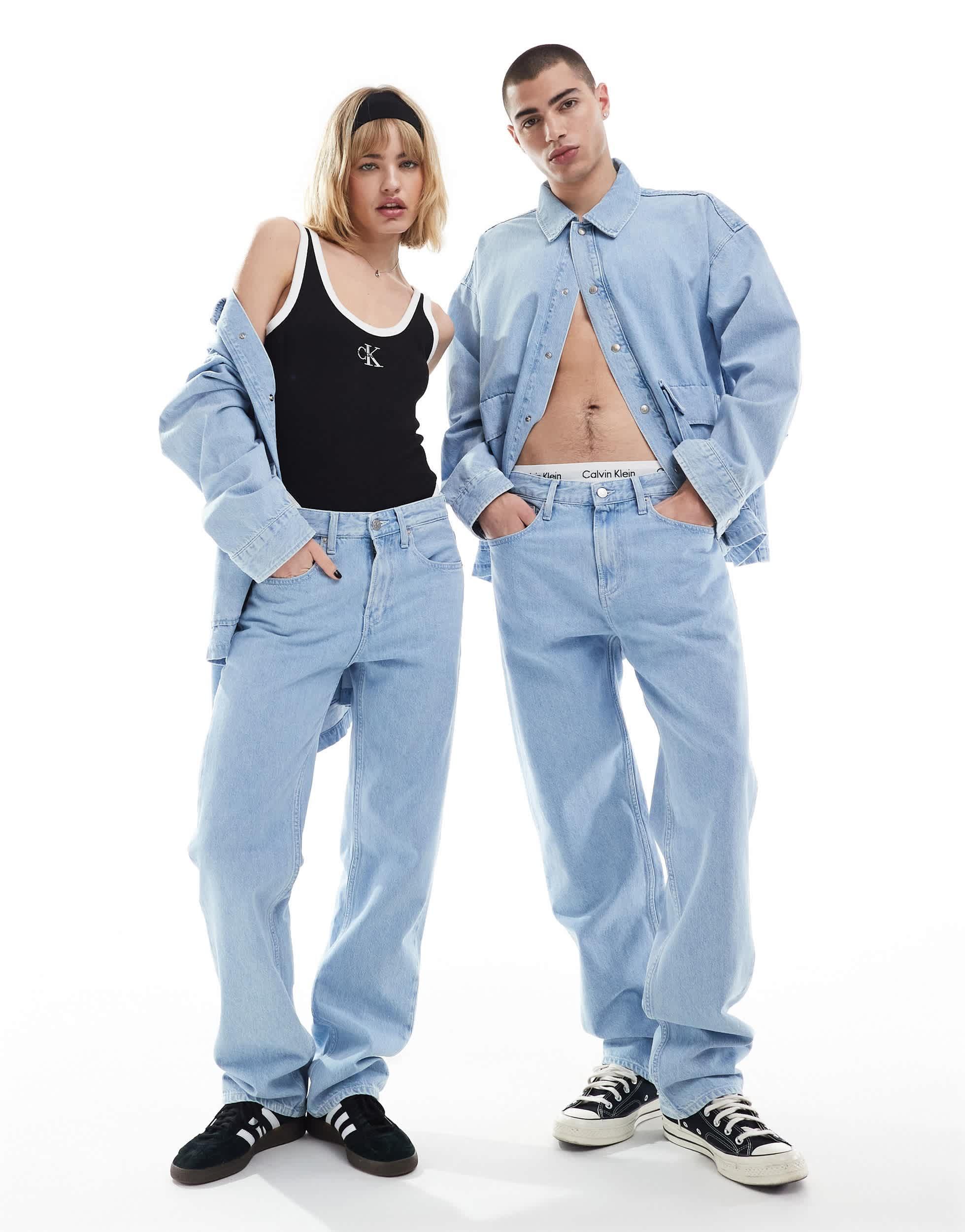 Exclusivite asos jean droit d ensemble style annees 90 clair delave Calvin Klein en coloris Bleu Lyst
